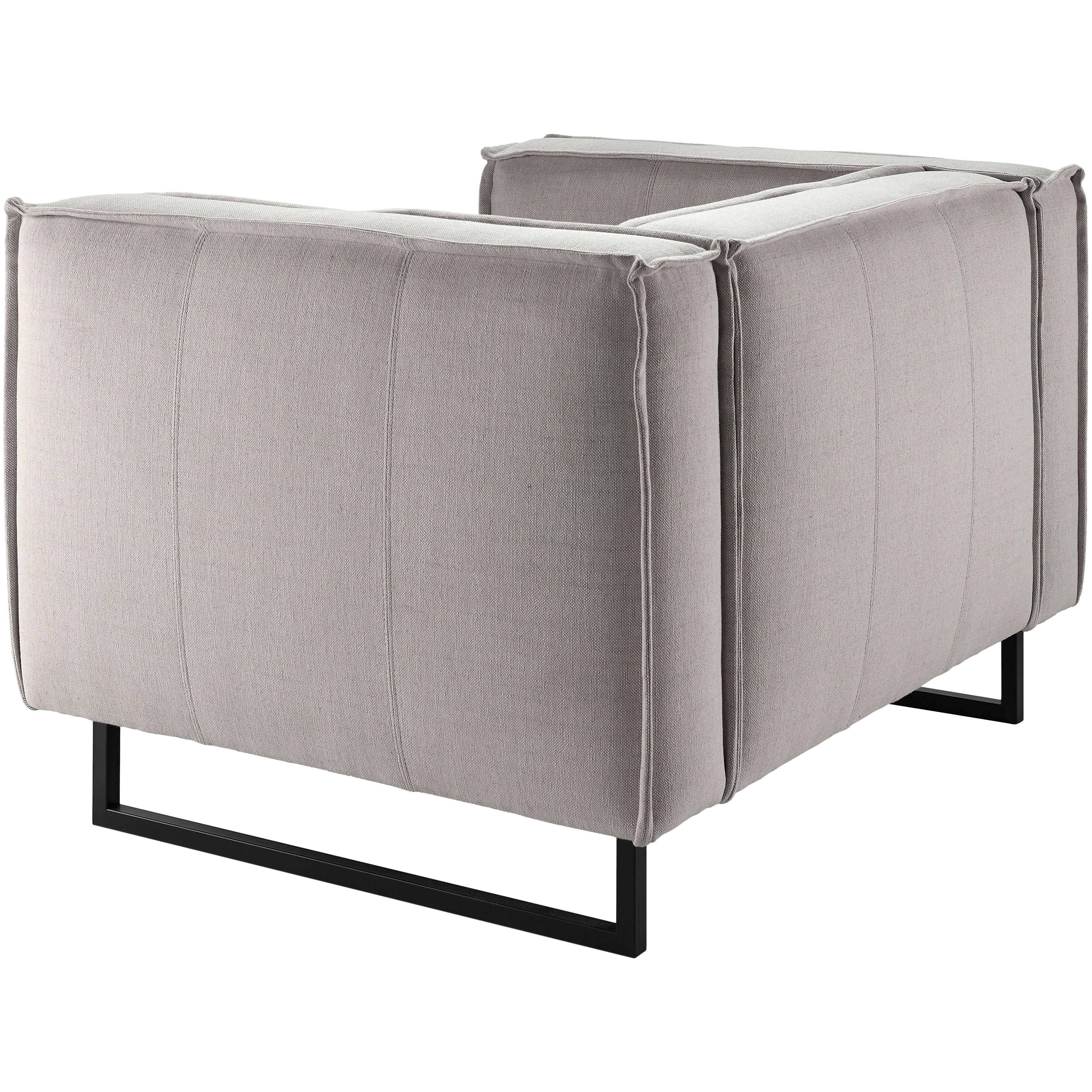 Surya Dylan Modern White Linen Square Arm Accent Chair - Image 6
