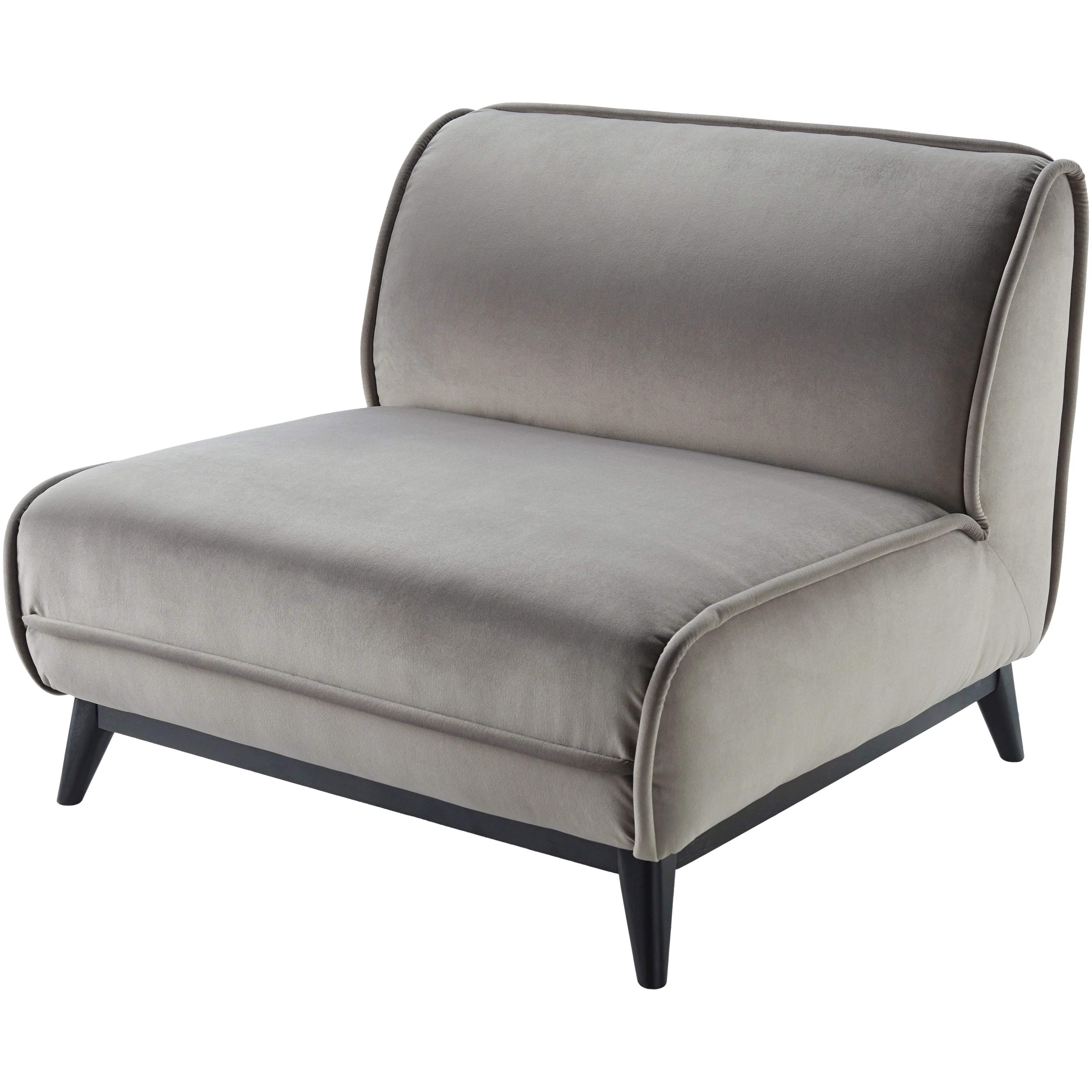 Surya Bruce Modern Soft Gray Velvet Armless Accent Chair - Image 3