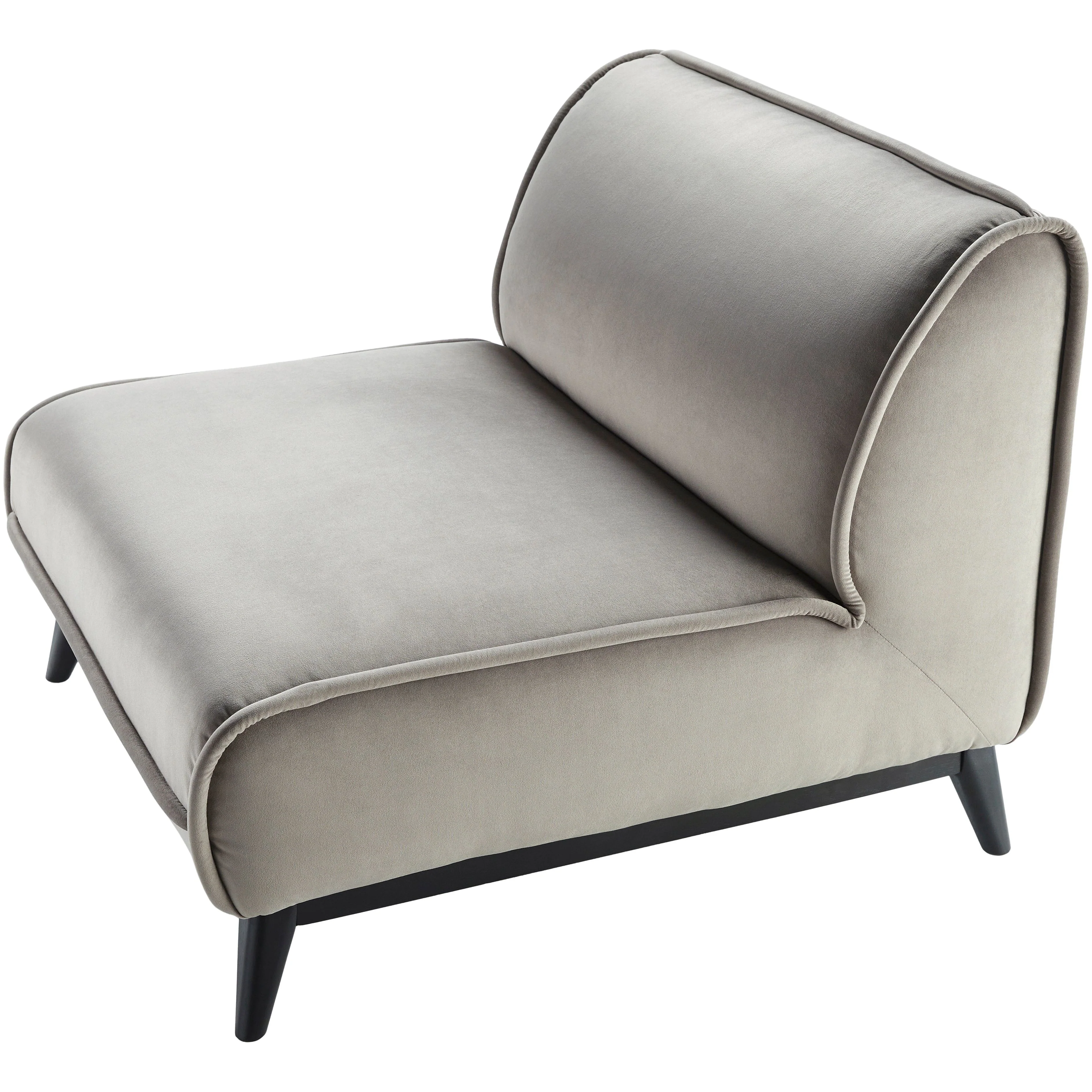 Surya Bruce Modern Soft Gray Velvet Armless Accent Chair - Image 7