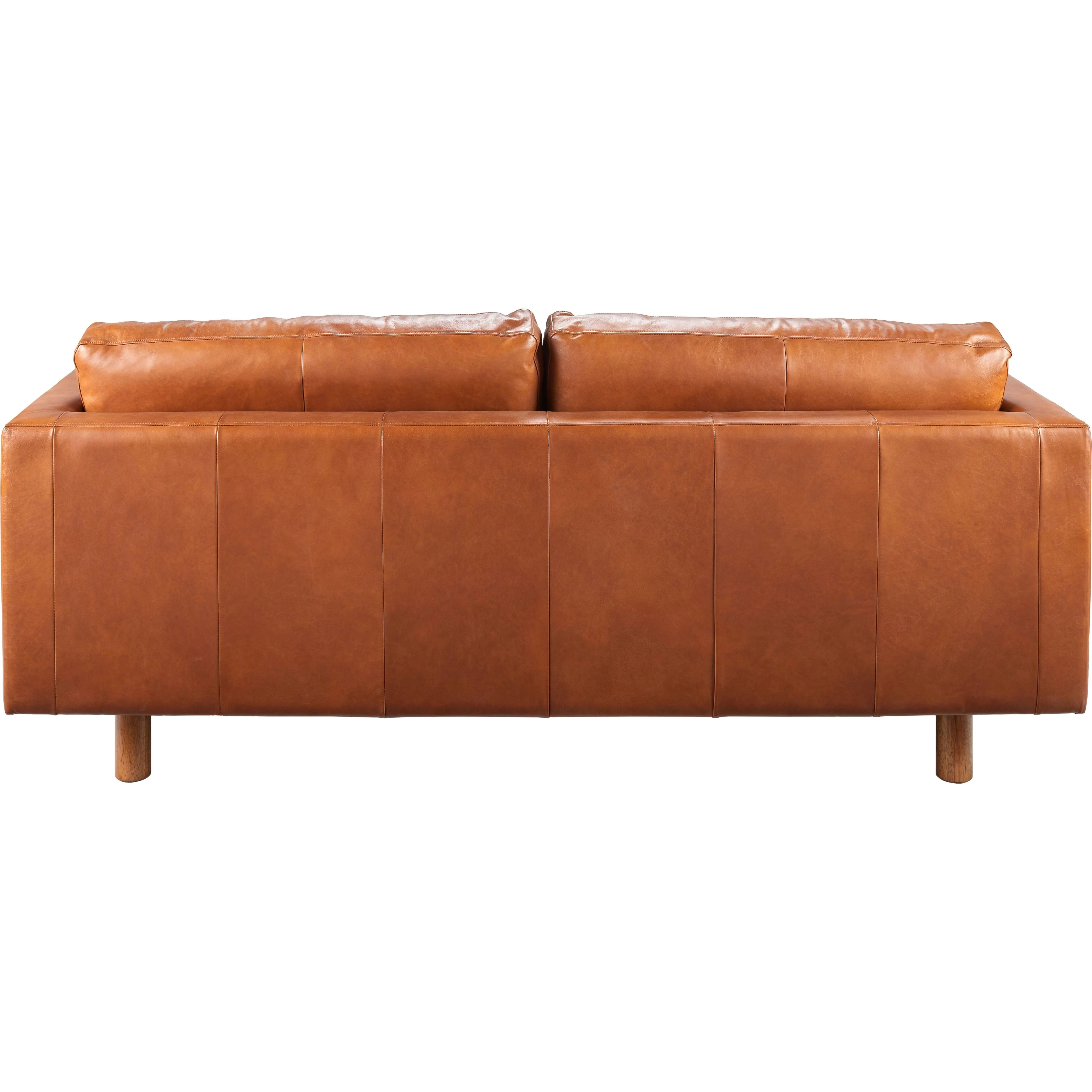 Surya Fitz Modern Cognac Brown Leather Square Arm Sofa - Image 3