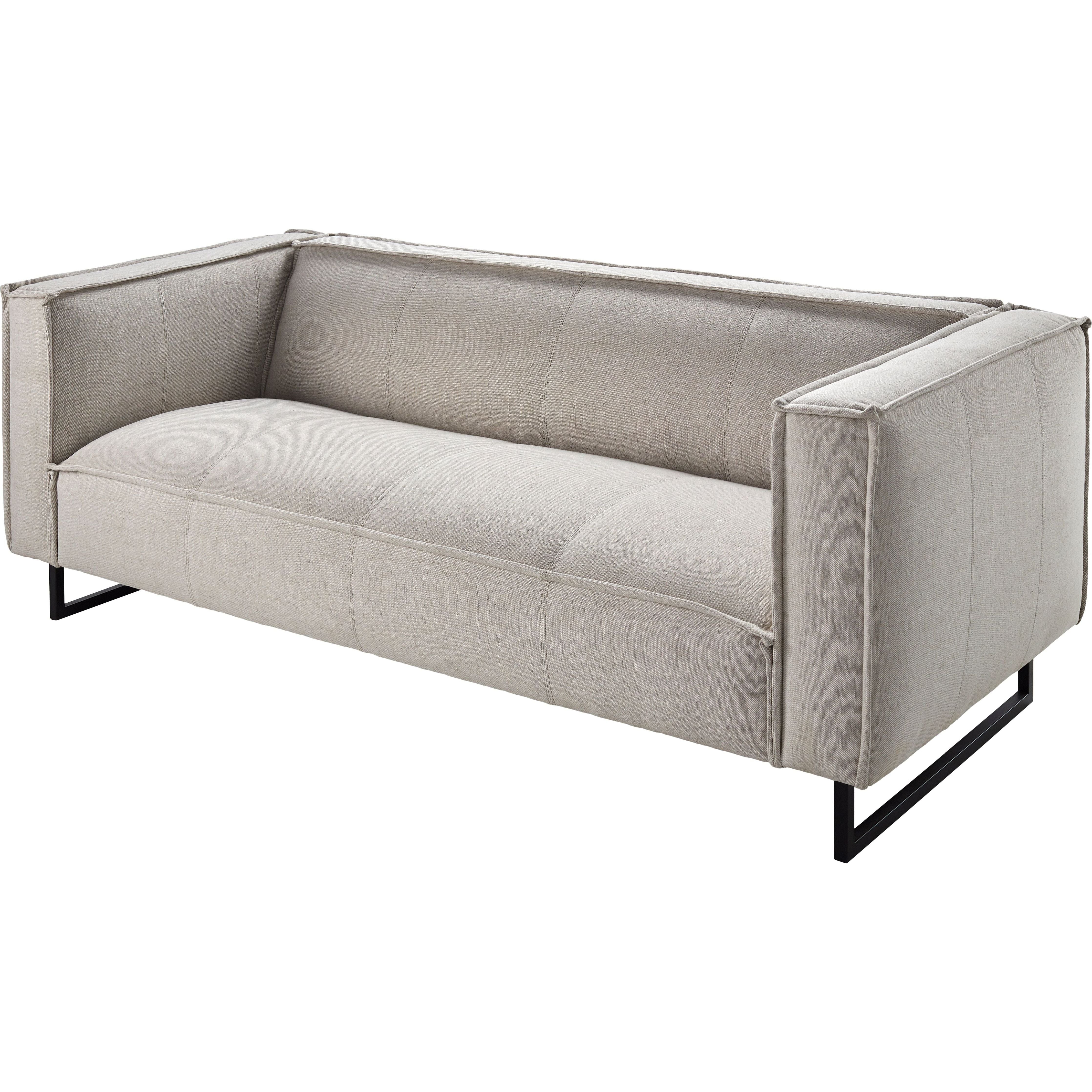 Surya Dylan Modern White Linen Square Arm Sofa - Image 4
