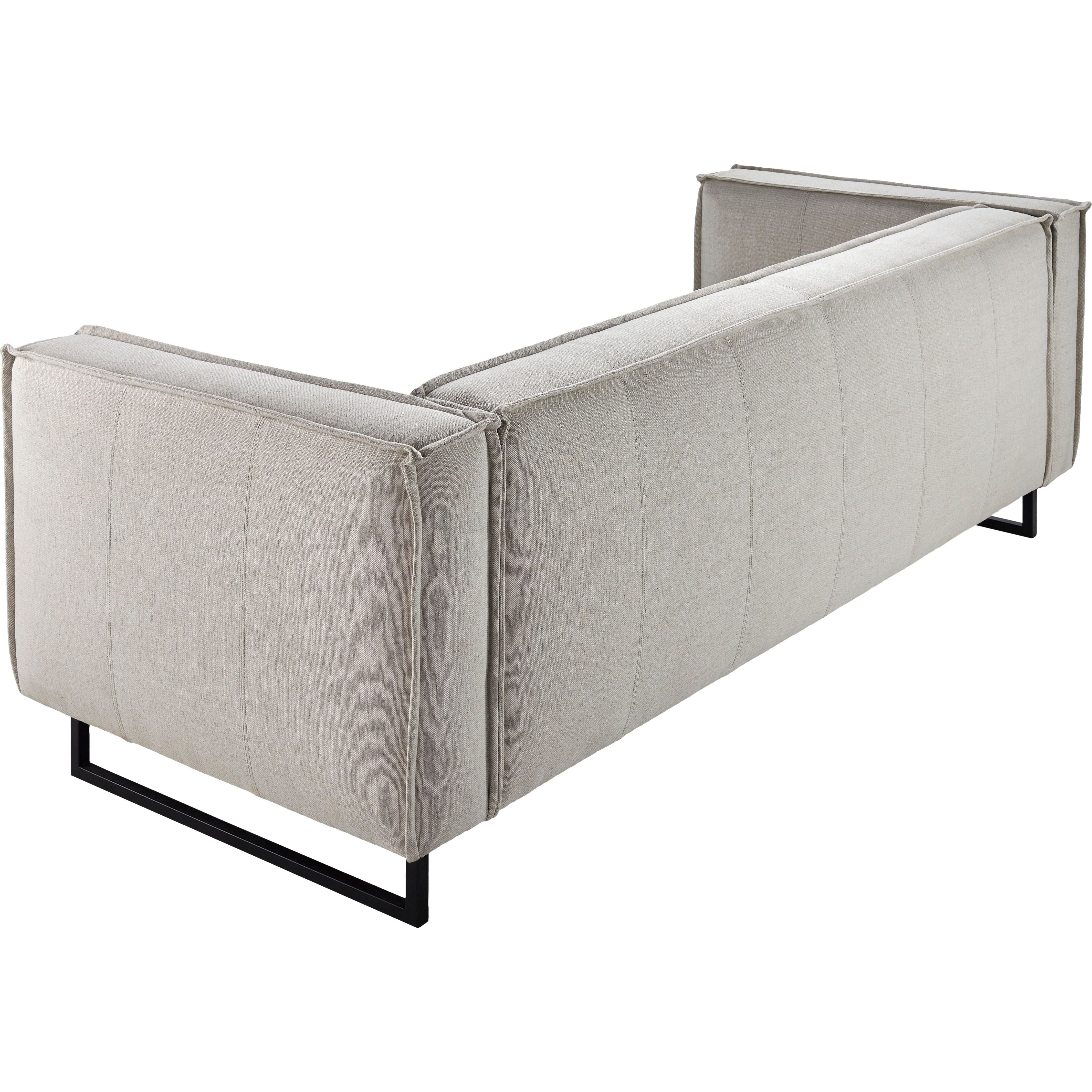 Surya Dylan Modern White Linen Square Arm Sofa - Image 7