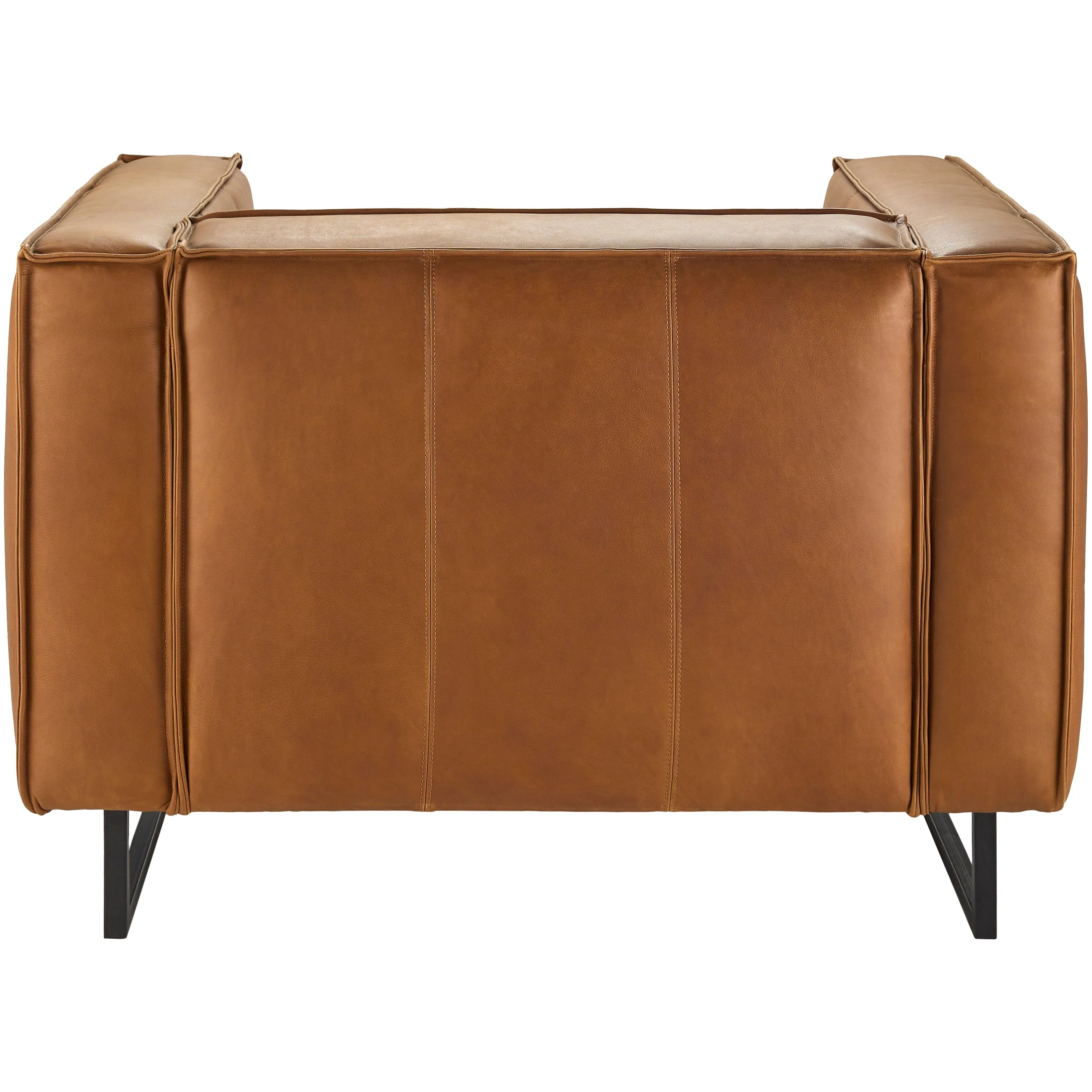 Surya Dylan Modern Cognac Brown Leather Square Arm Accent Chair - Image 4