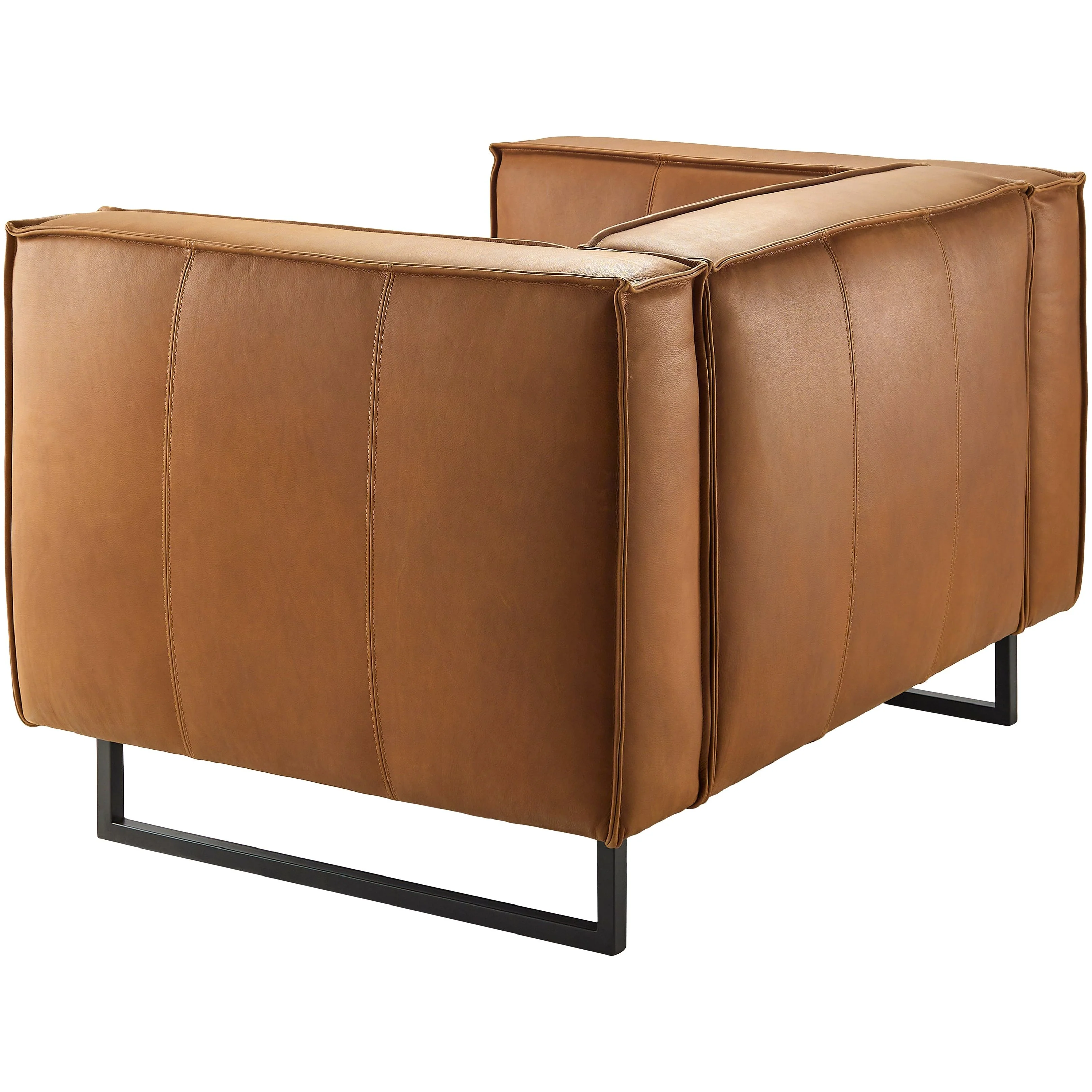 Surya Dylan Modern Cognac Brown Leather Square Arm Accent Chair - Image 5