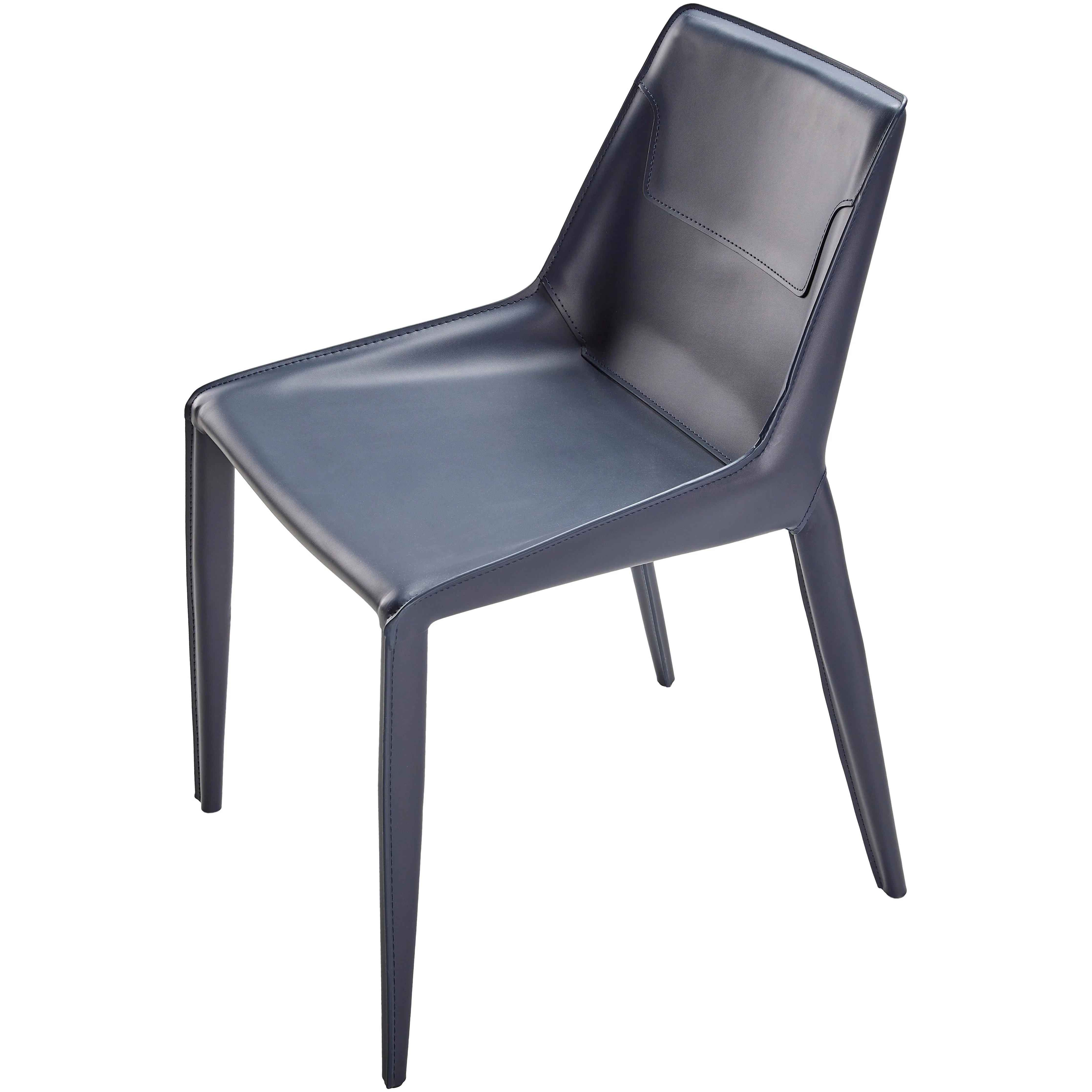 Surya Hanks Modern Navy Blue Faux Leather Set of 2 Dining Chairs - Image 3