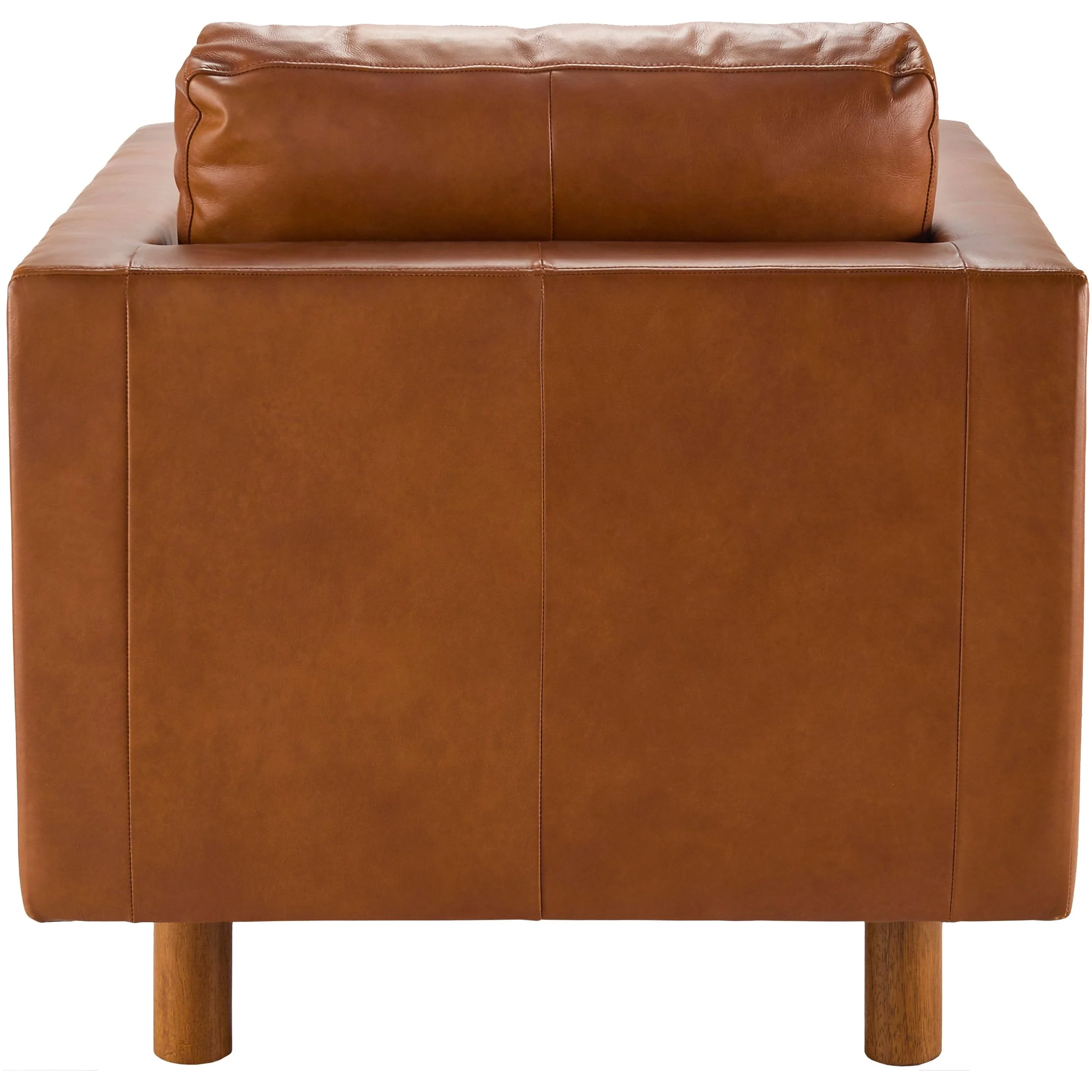 Surya Fitz Modern Cognac Brown Leather Square Arm Accent Chair - Image 3