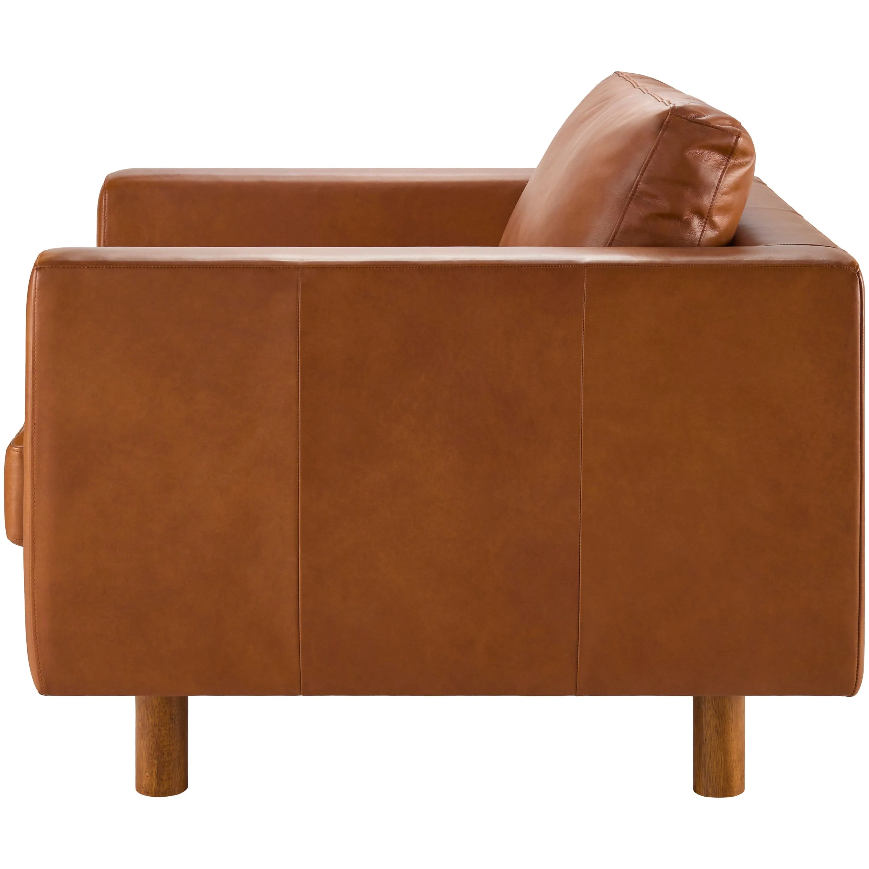 Surya Fitz Modern Cognac Brown Leather Square Arm Accent Chair - Image 4