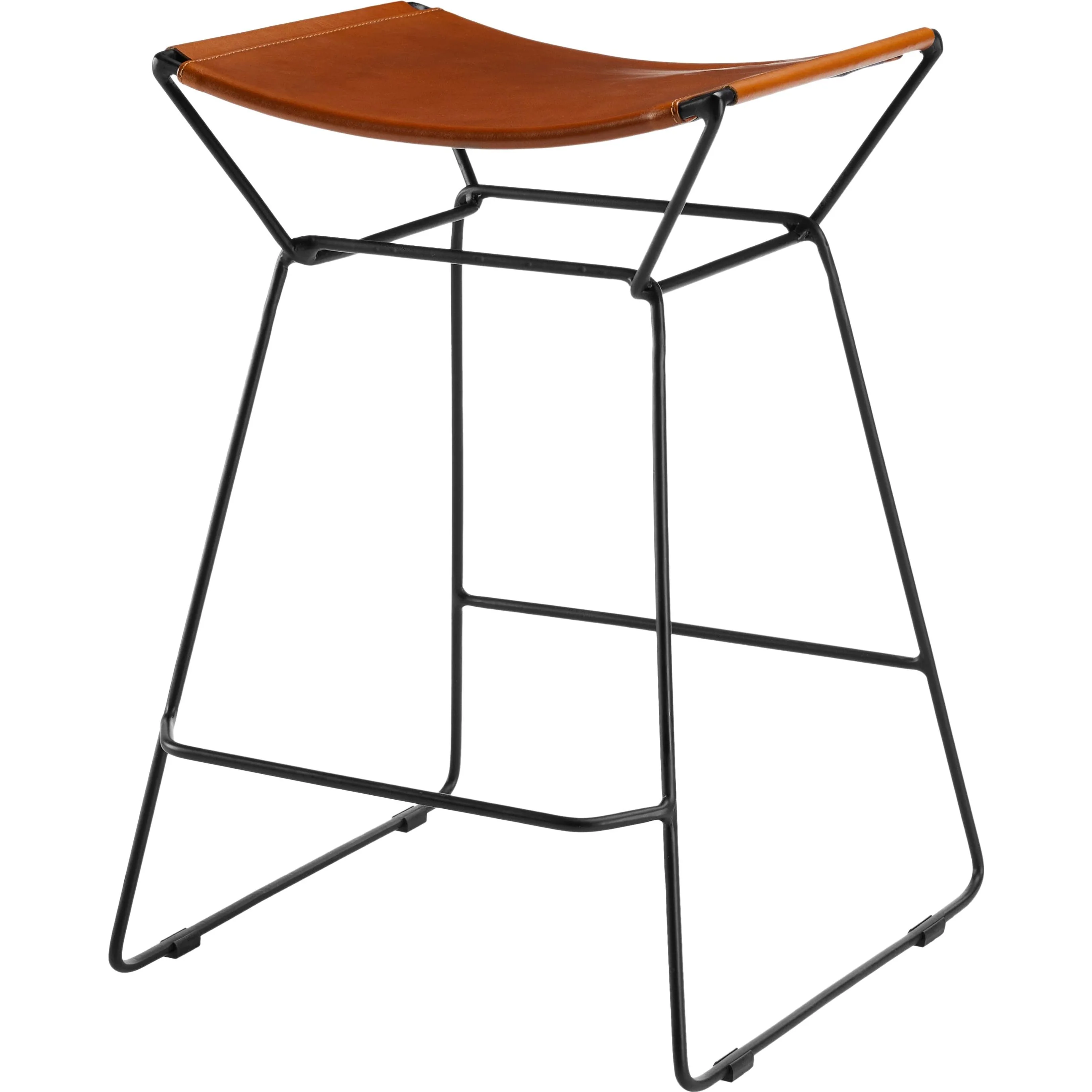 Surya Celerio Modern Cognac Leather Kitchen Counter Stool - Image 2
