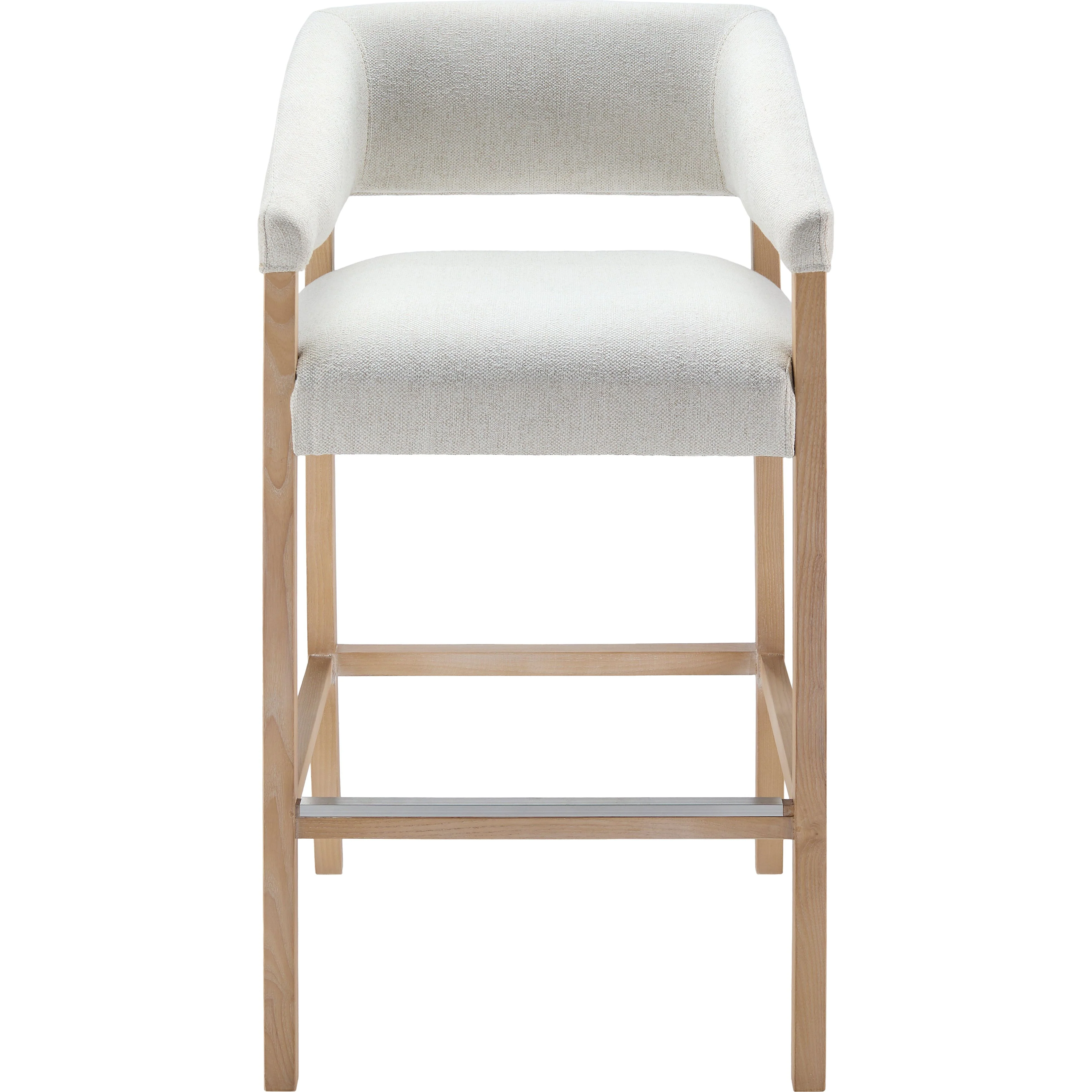 Surya Grace Modern Cream Fabric with Beech Wood Kitchen Bar Stool - Image 3