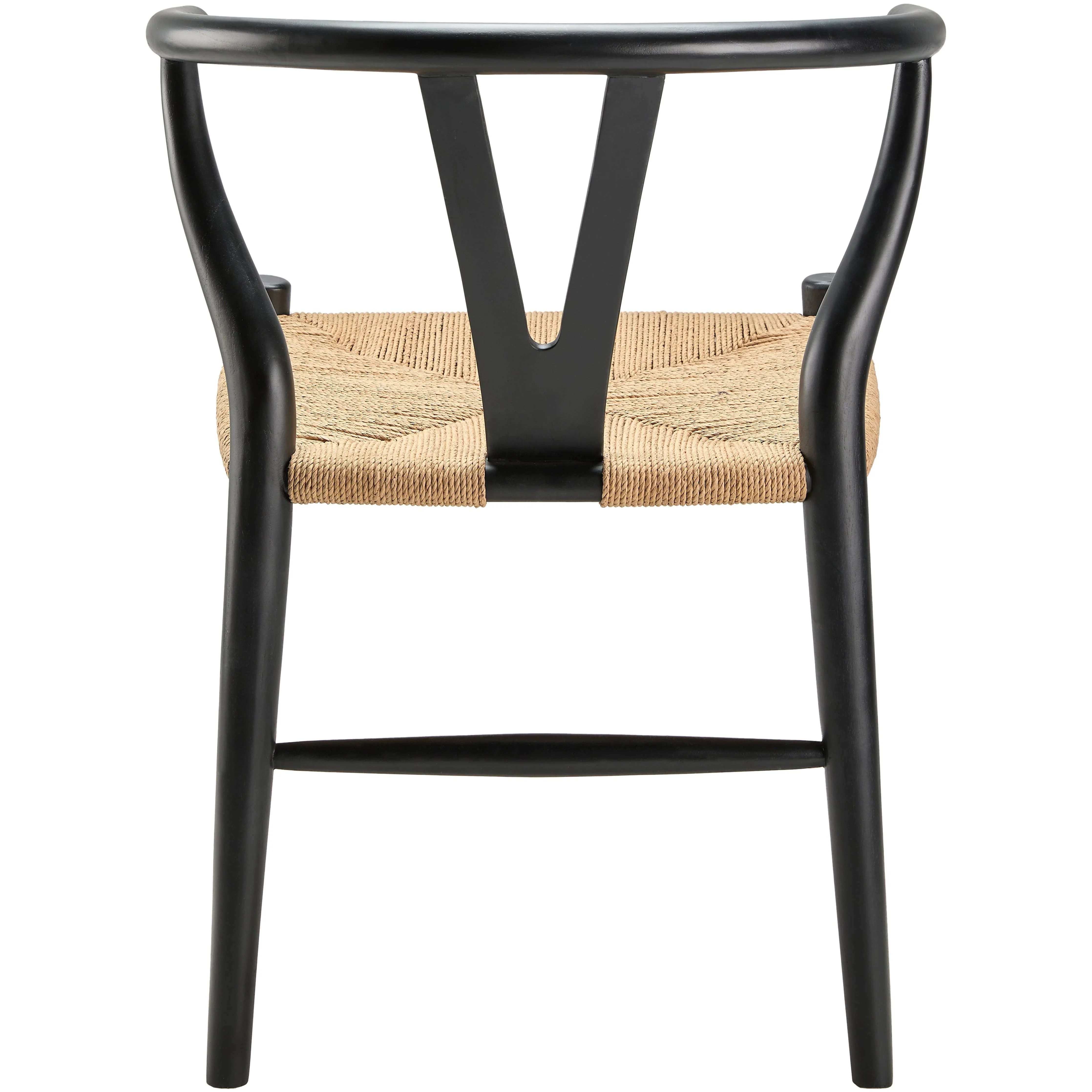 Surya Linxia Modern Black Curved Back With Natural Seagrass Seats Set of 2 Wishbone Dining Chairs - Image 4