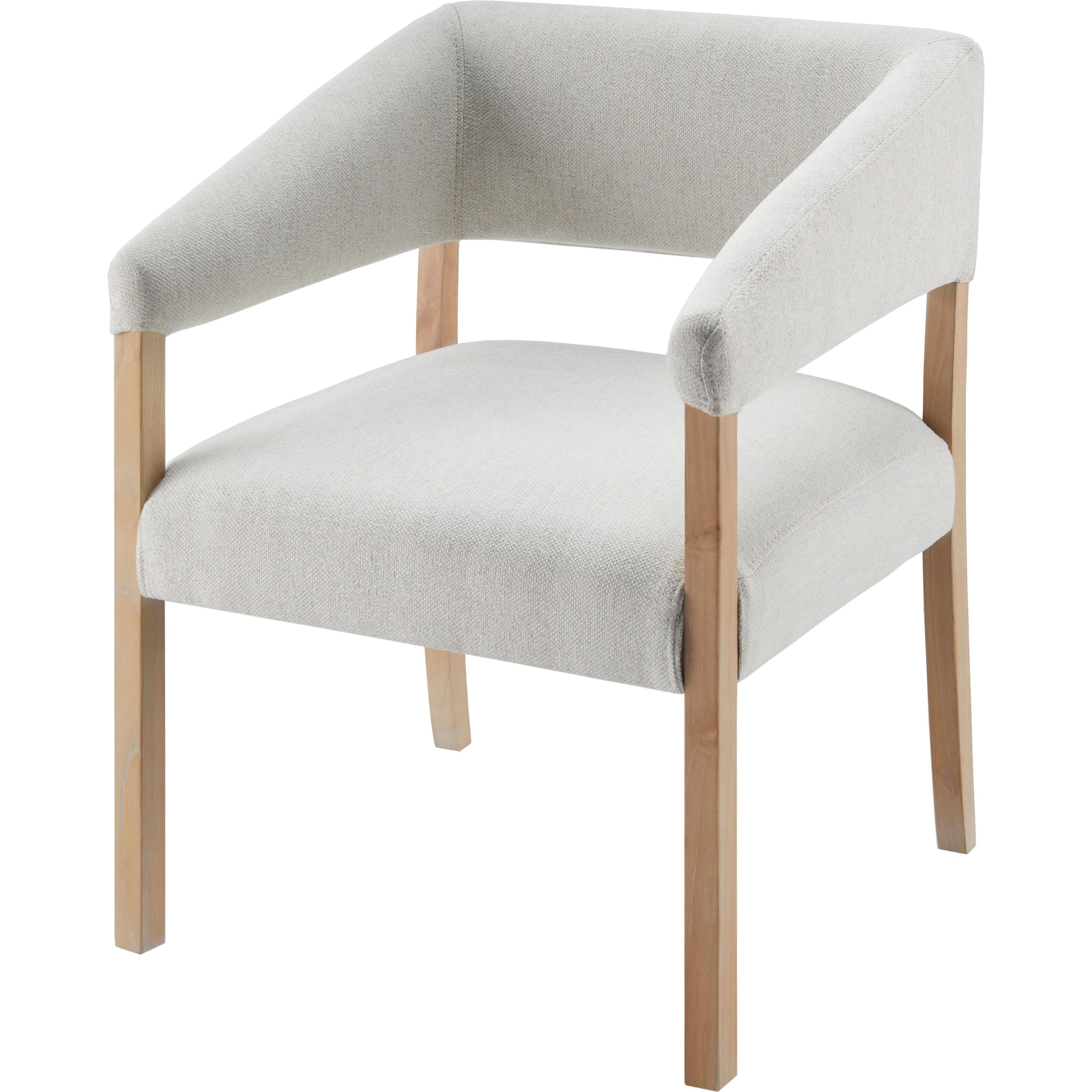Surya Grace Modern Cream Fabric with Beech Wood Dining Armchair - Image 3