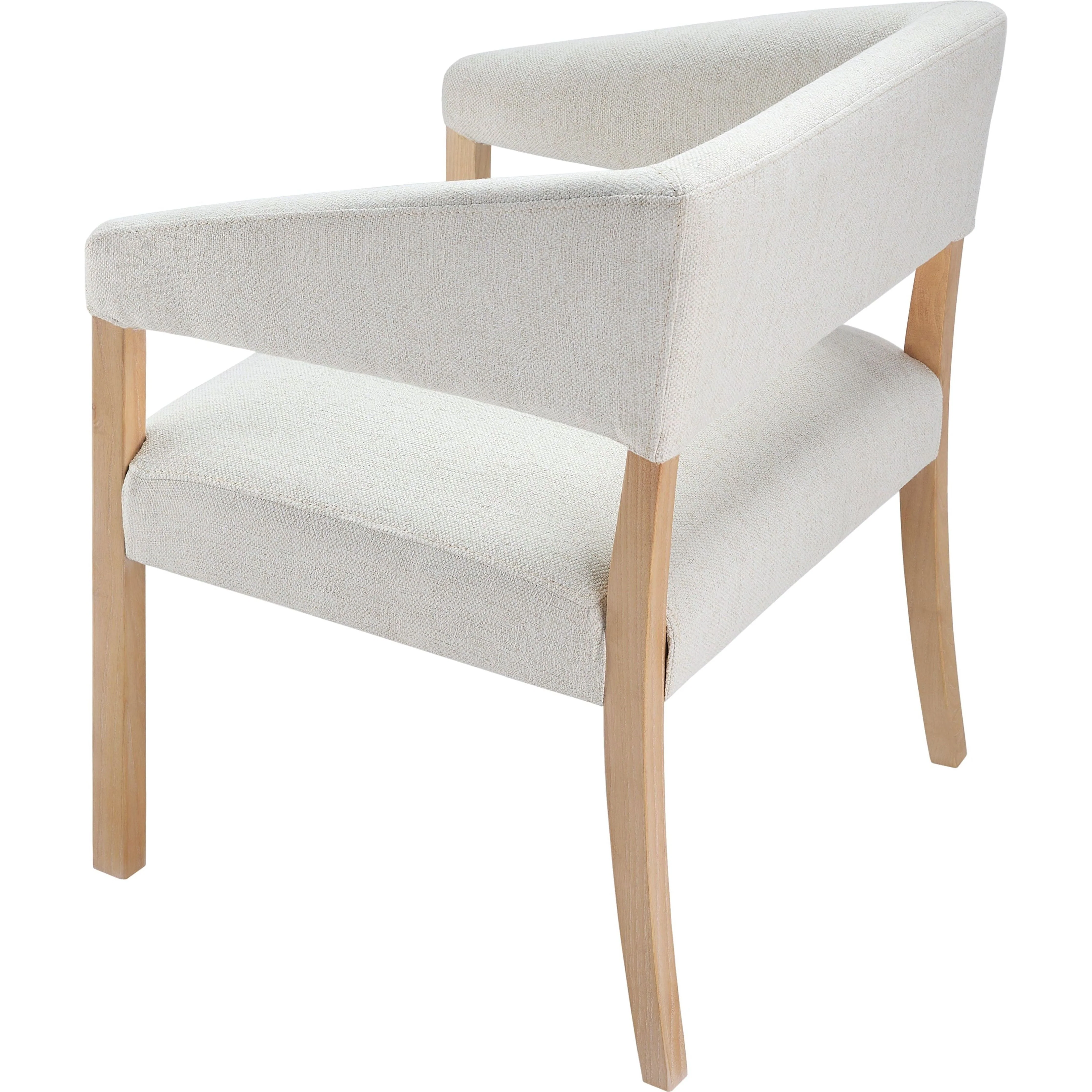 Surya Grace Modern Cream Fabric with Beech Wood Dining Armchair - Image 4