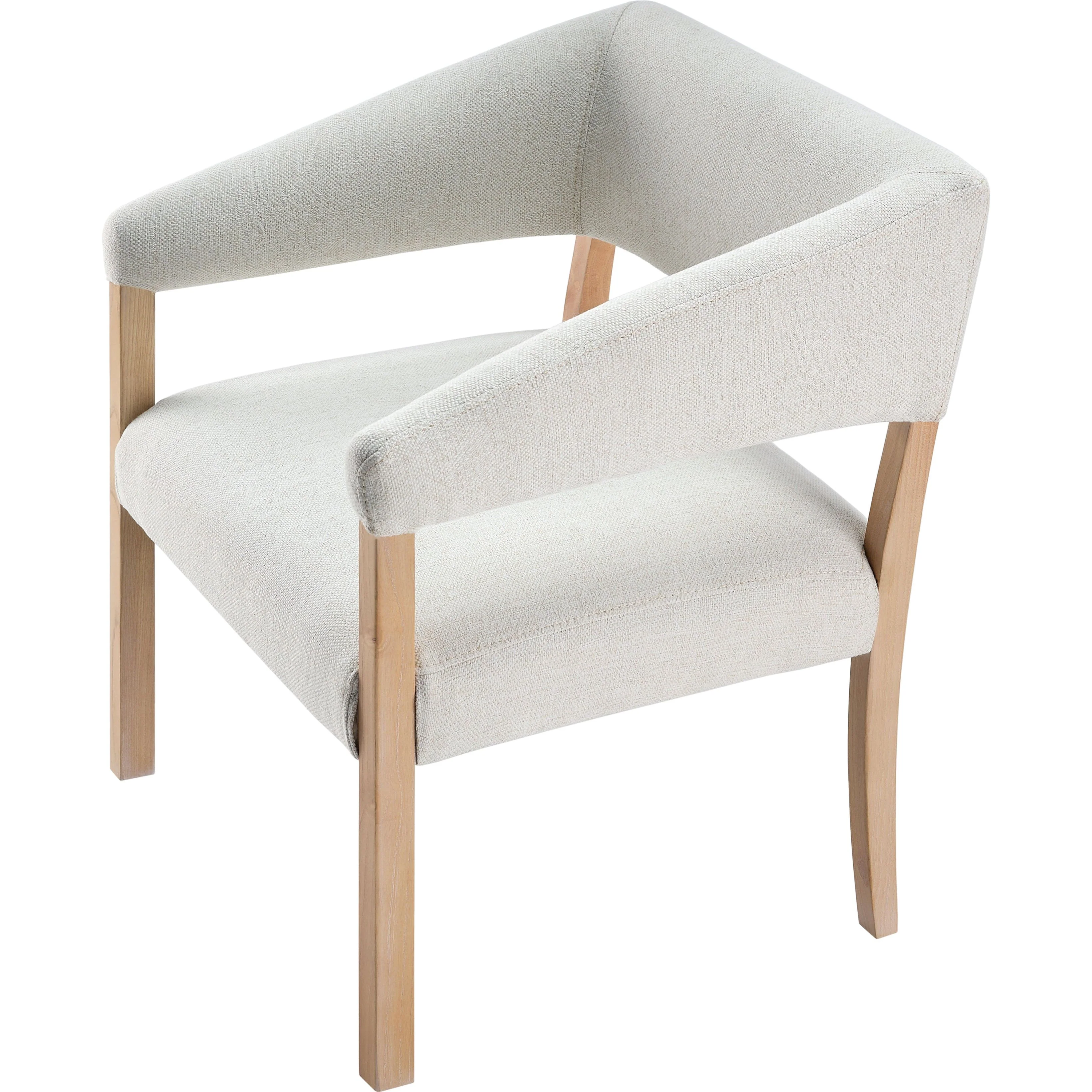 Surya Grace Modern Cream Fabric with Beech Wood Dining Armchair - Image 7