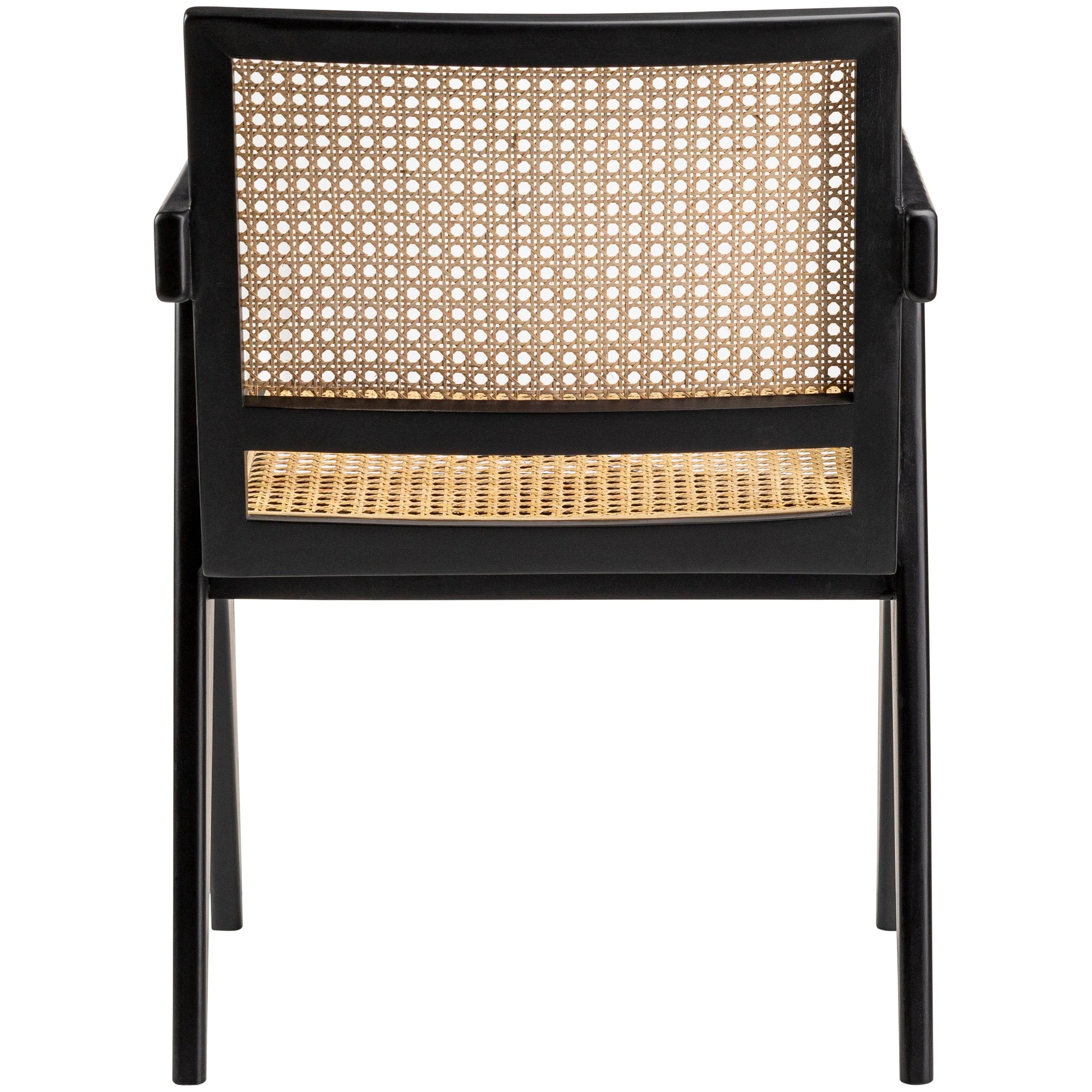 Surya Hague Modern Set of 2 Rattan & Black Wood Dining Armchairs - Image 4
