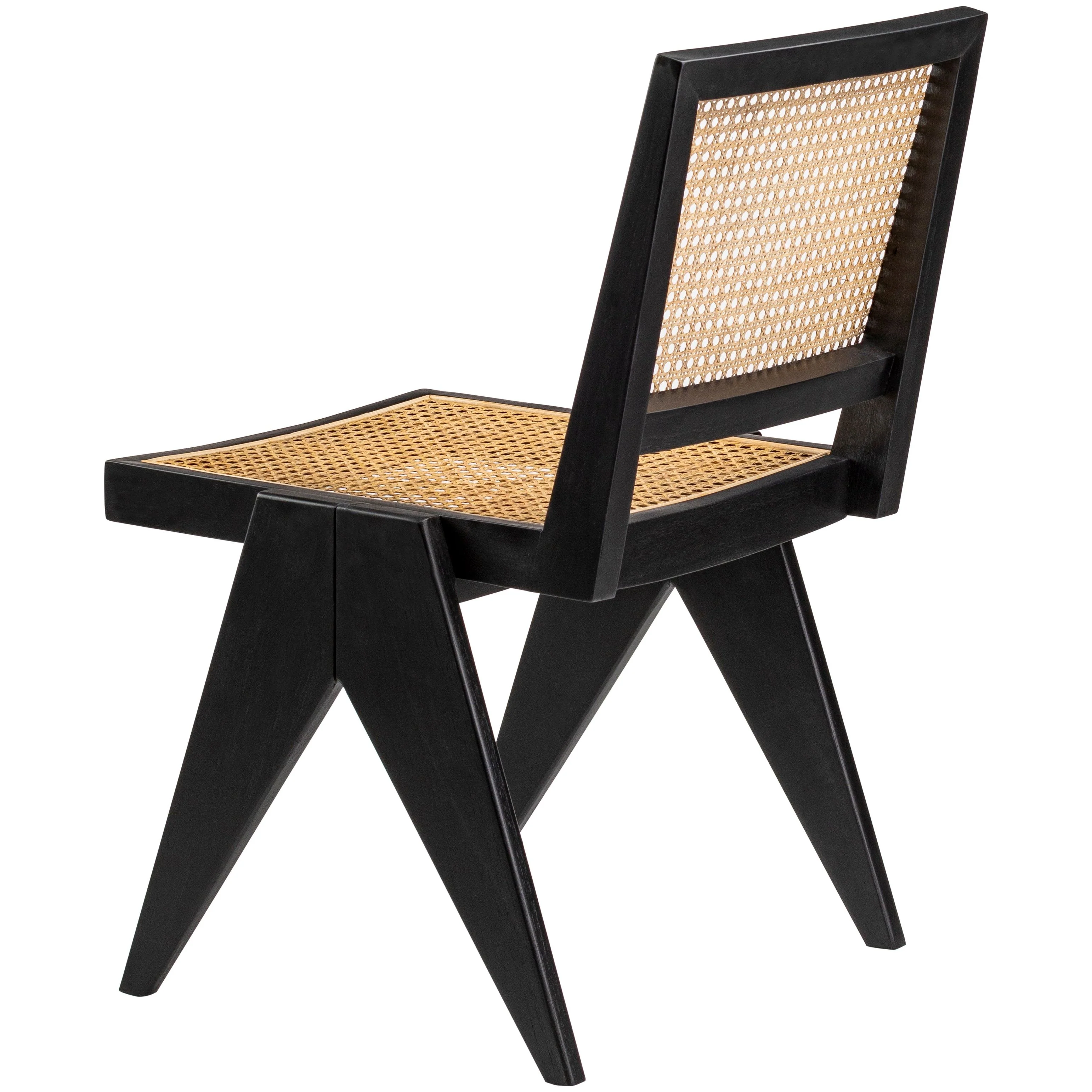 Surya Hague Modern Set of 2 Rattan & Black Wood Dining Chairs - Image 3