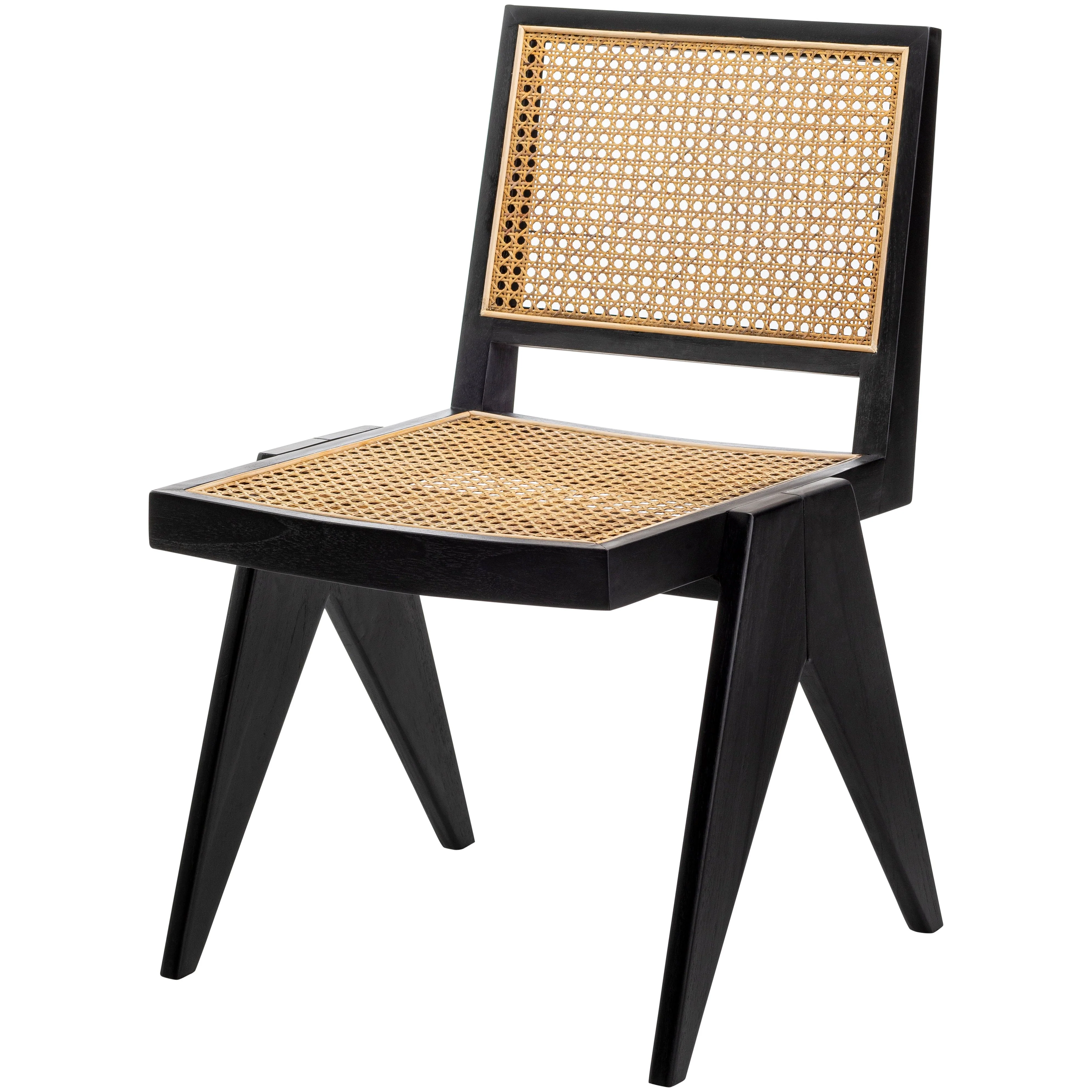 Surya Hague Modern Set of 2 Rattan & Black Wood Dining Chairs - Image 6