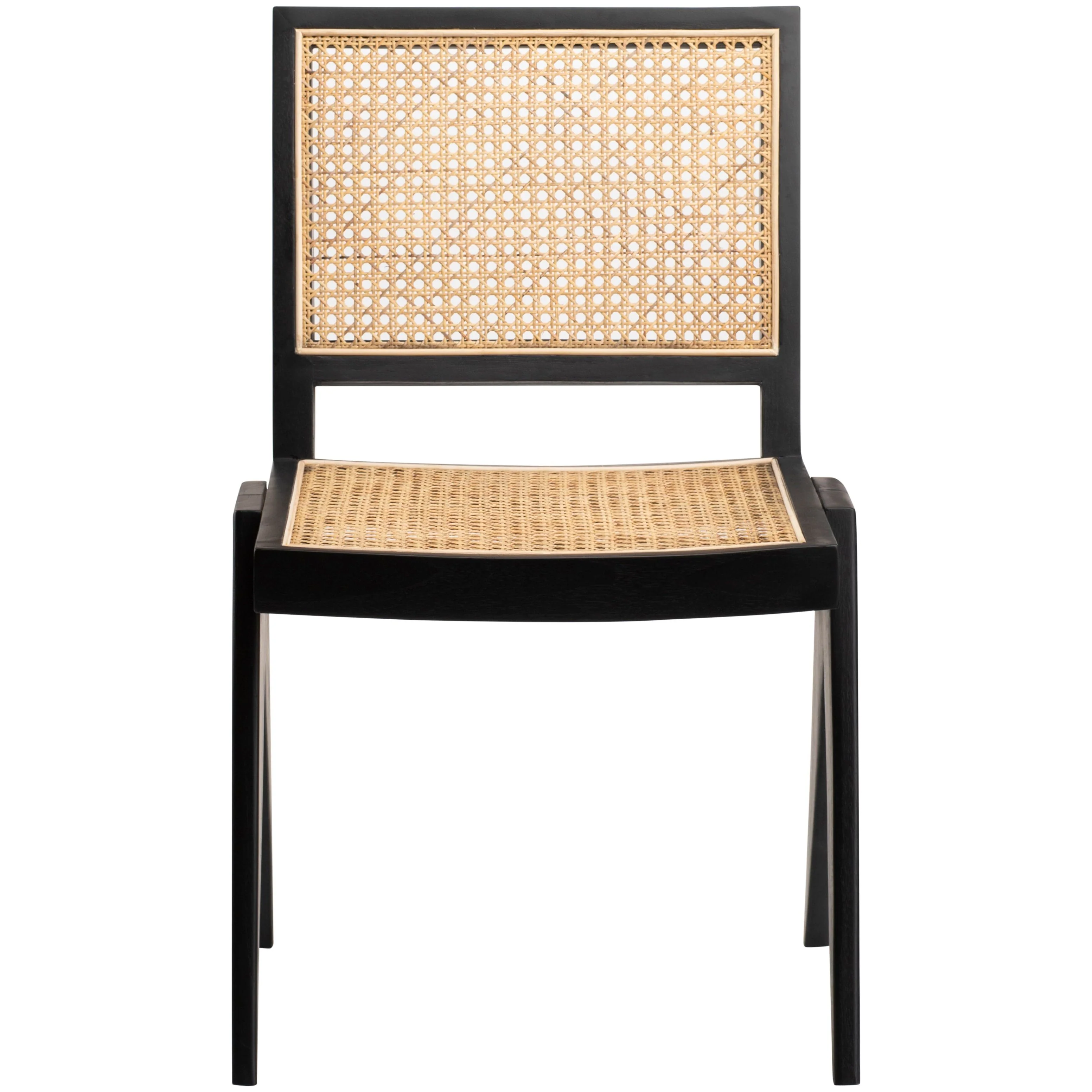 Surya Hague Modern Set of 2 Rattan & Black Wood Dining Chairs - Image 7