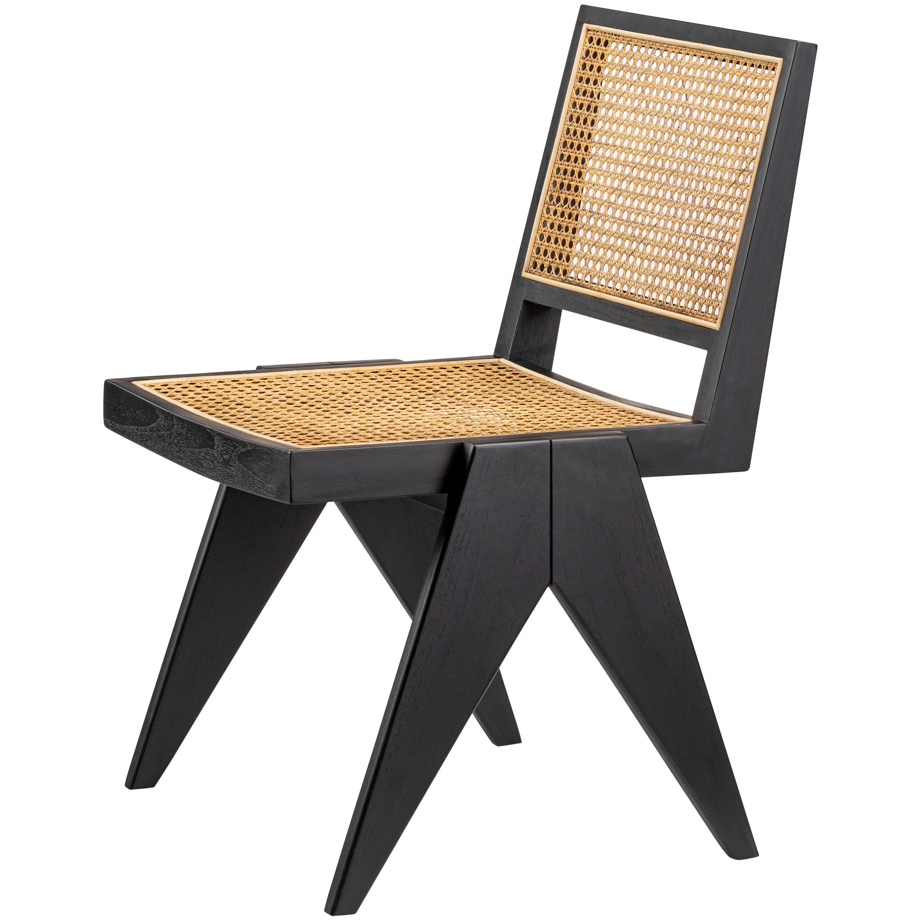 Surya Hague Modern Set of 2 Rattan & Black Wood Dining Chairs - Image 8