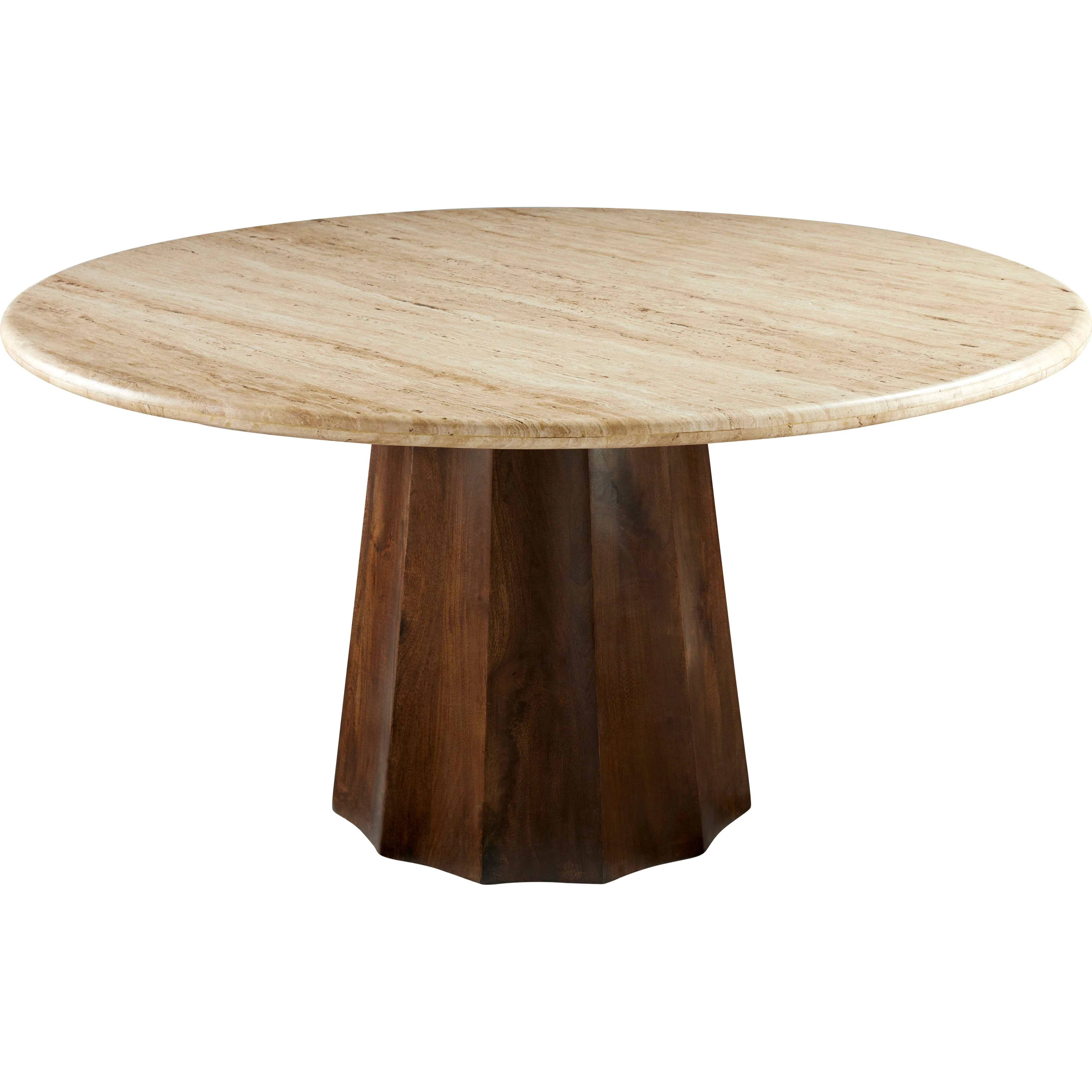 Surya Linus Modern Organic Marble Top With Dark Mango Wood 60” Round Dining Table - Image 2