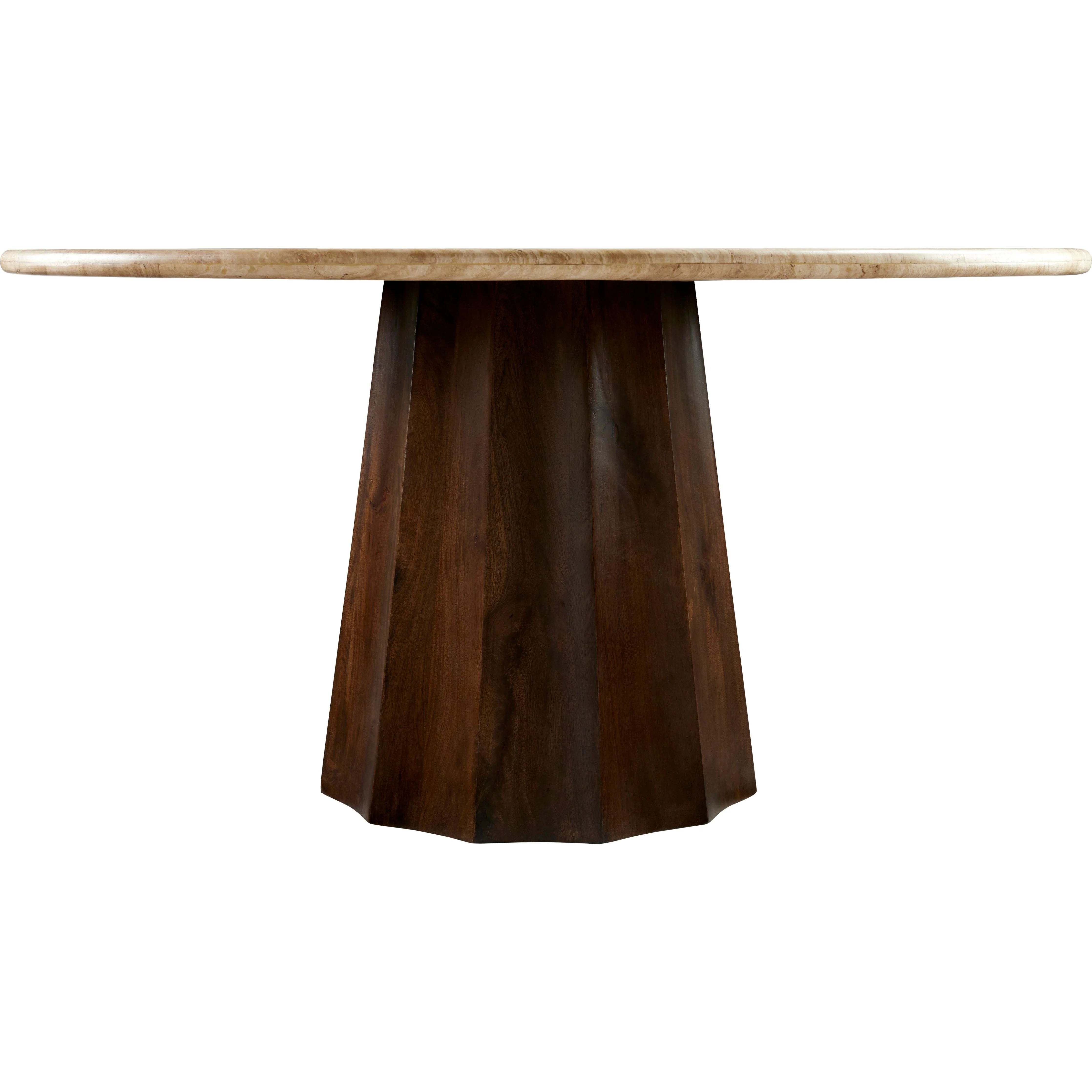 Surya Linus Modern Organic Marble Top With Dark Mango Wood 60” Round Dining Table - Image 3