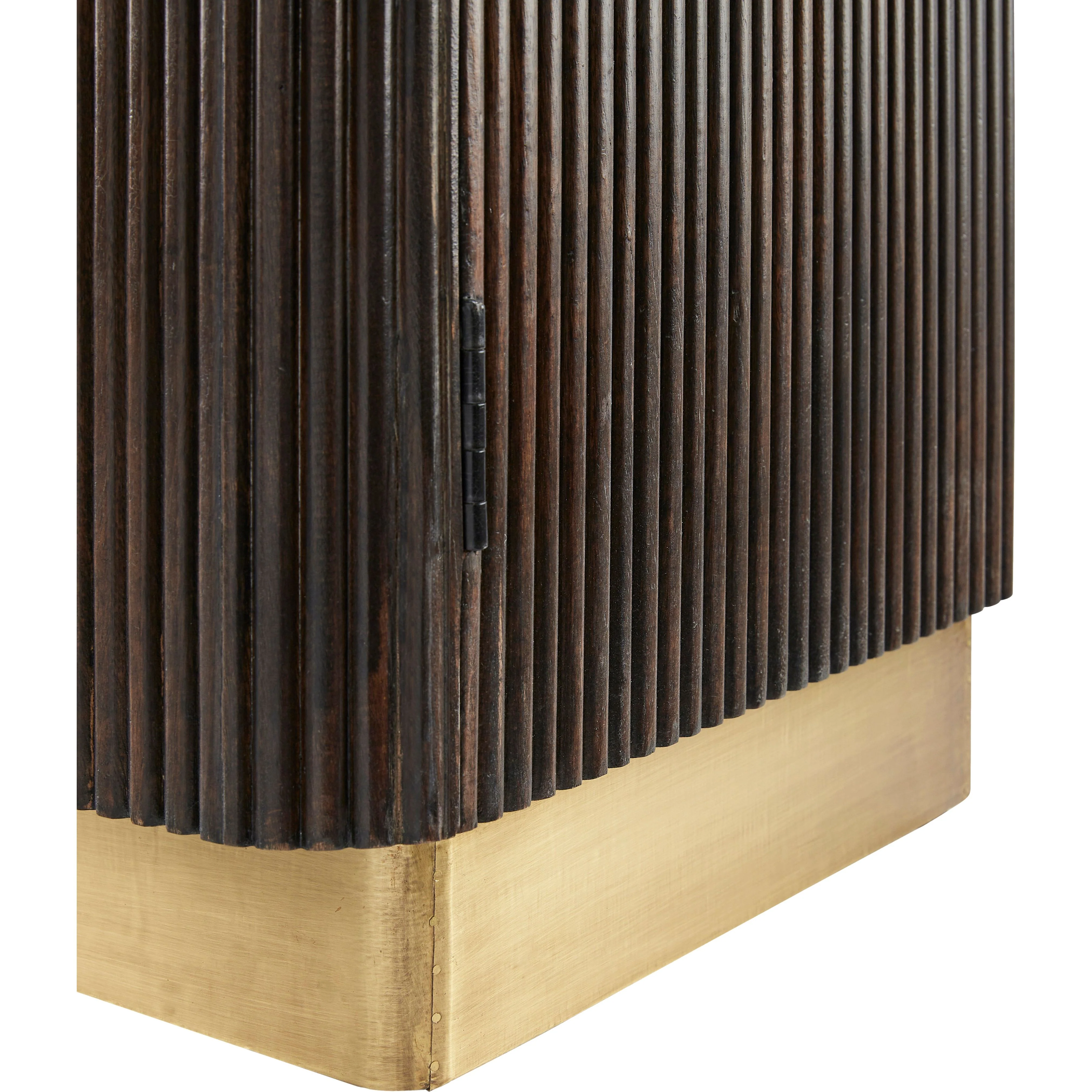 Surya Nems Modern Black Marble Top and Dark Brown Mango Wood Cabinet - Image 4