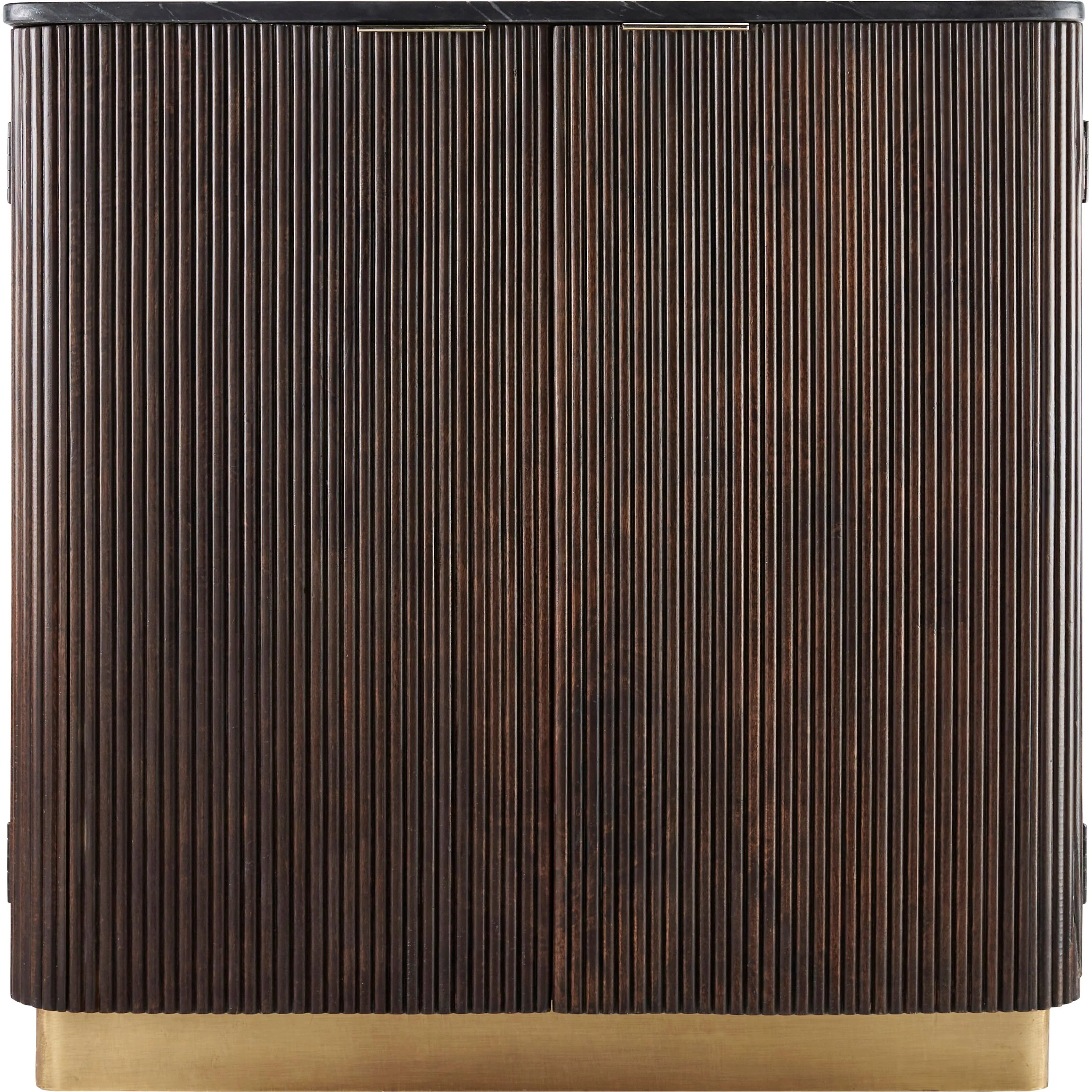 Surya Nems Modern Black Marble Top and Dark Brown Mango Wood Cabinet - Image 6