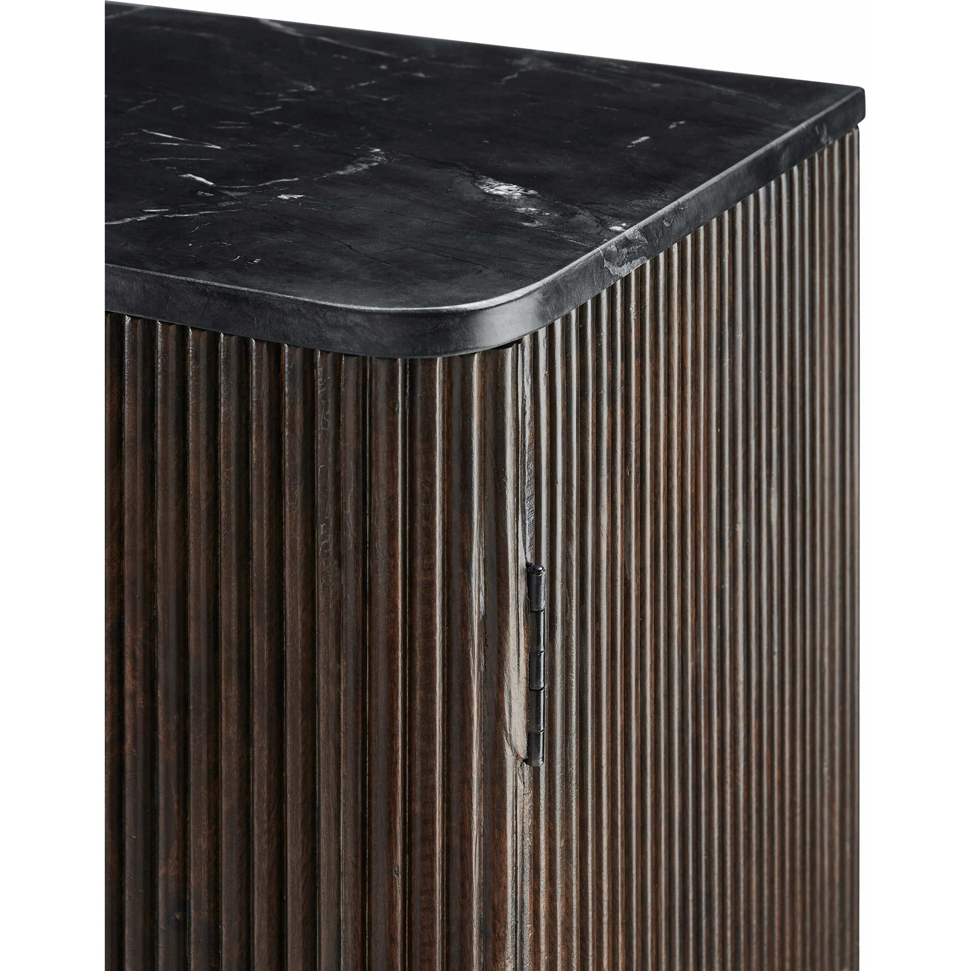 Surya Nems Modern Black Marble Top and Dark Brown Mango Wood Cabinet - Image 7