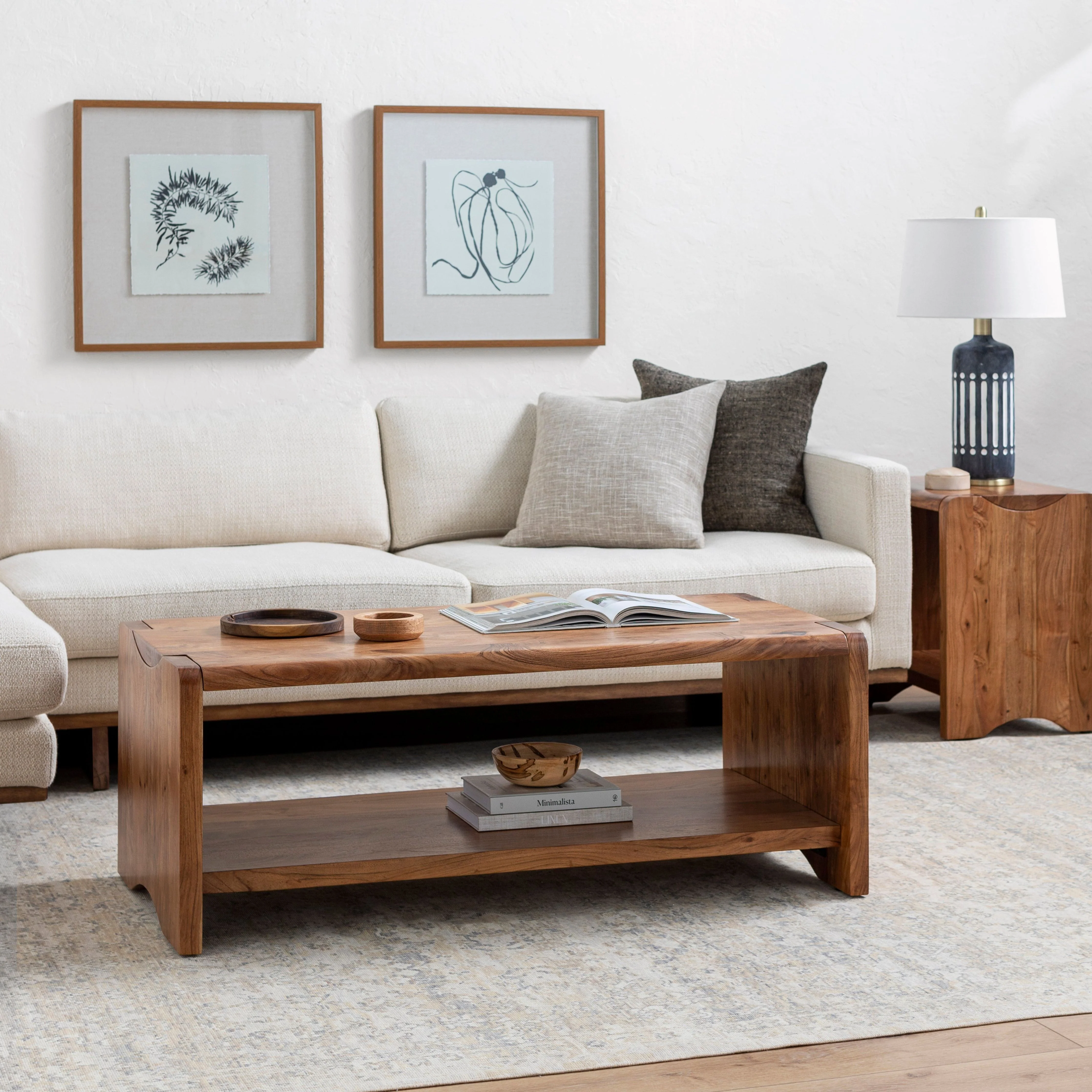 Surya Joiner Modern Rustic Acacia Wood Coffee Table - Image 2