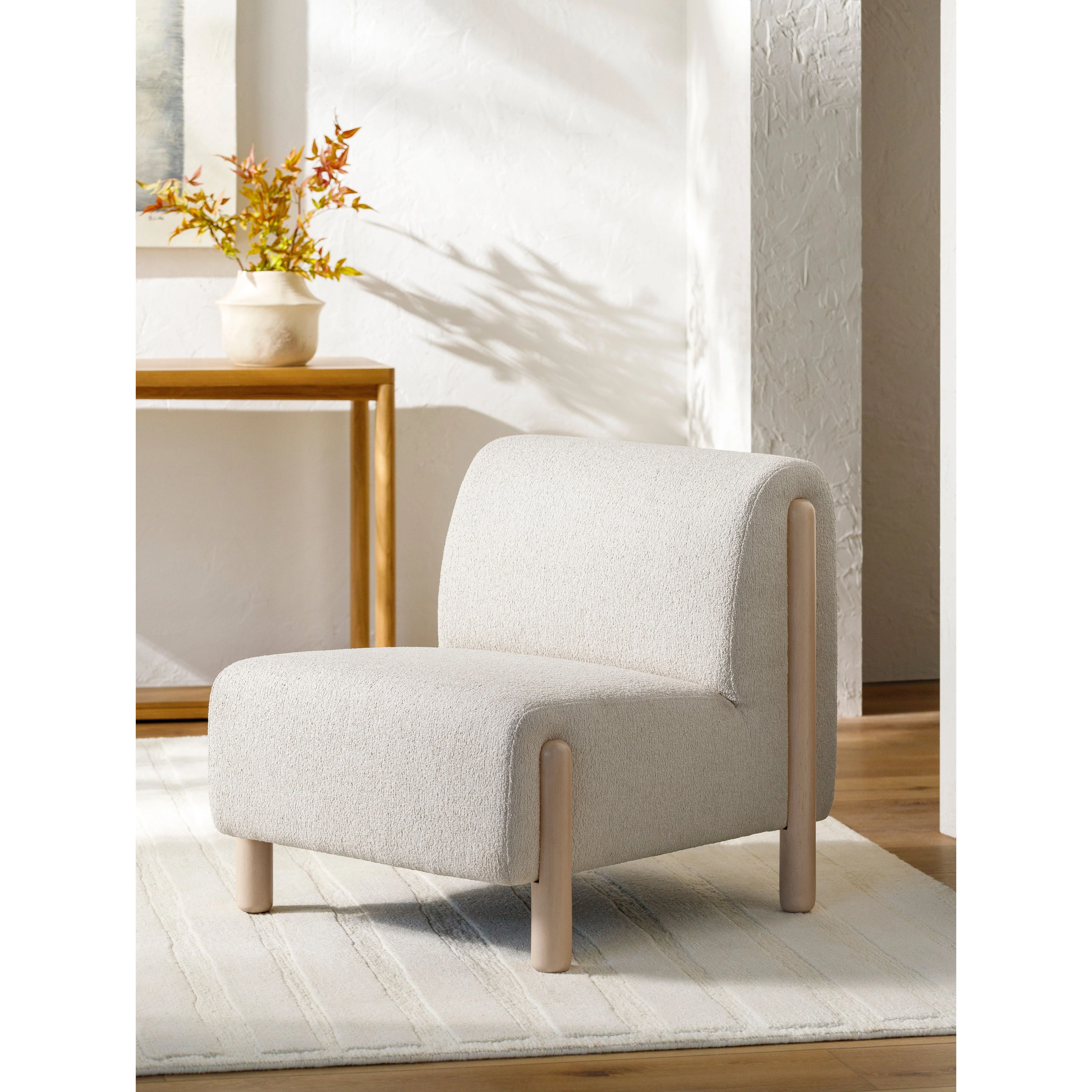 Surya Kenwood Modern Low Profile Accent Chair With Wood Legs