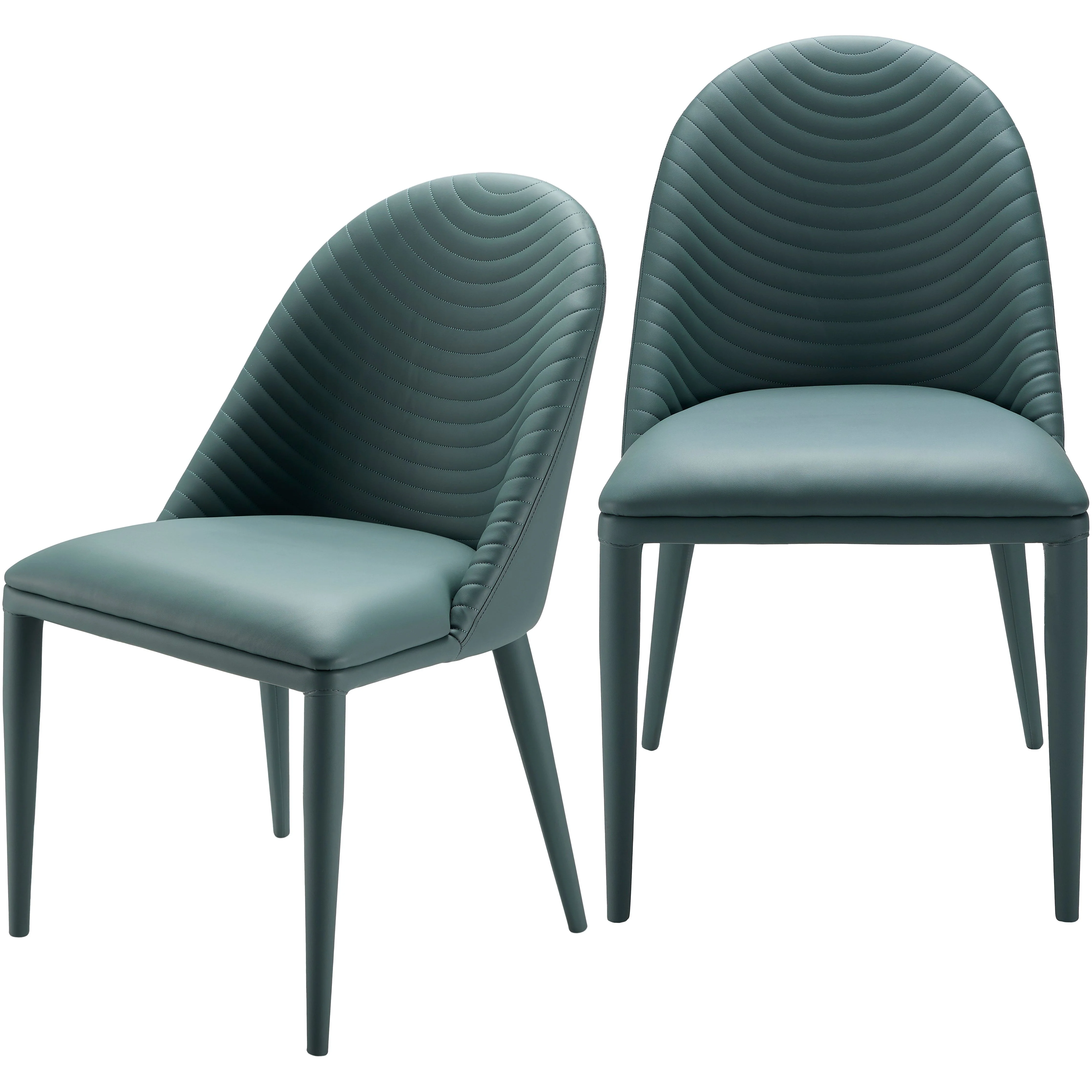 Surya Lacey Modern Teal Blue Faux Leather Set of 2 Dining Chairs