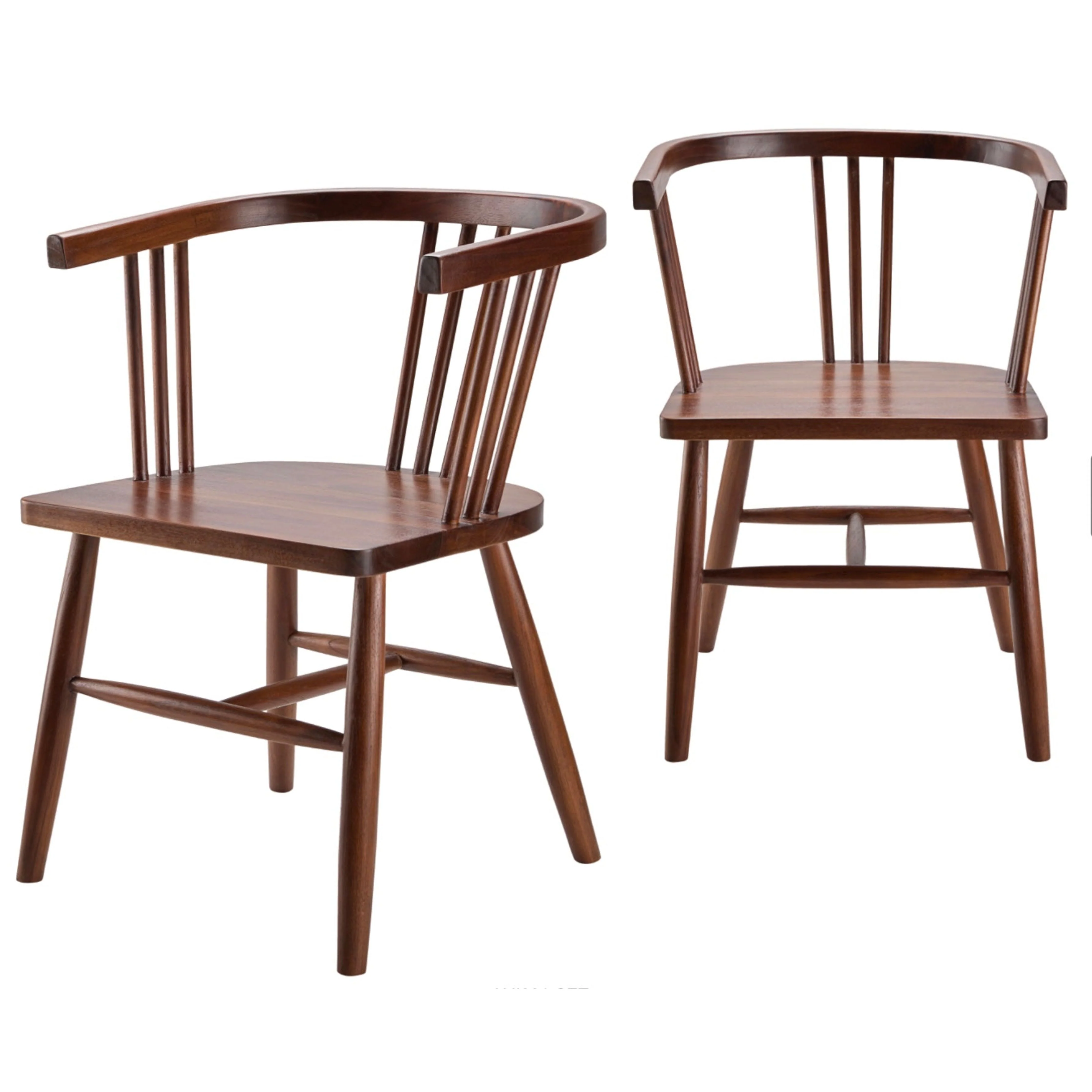 Surya Jilin Modern Dark Brown Curved Back Wood Set of 2 Dining Chairs