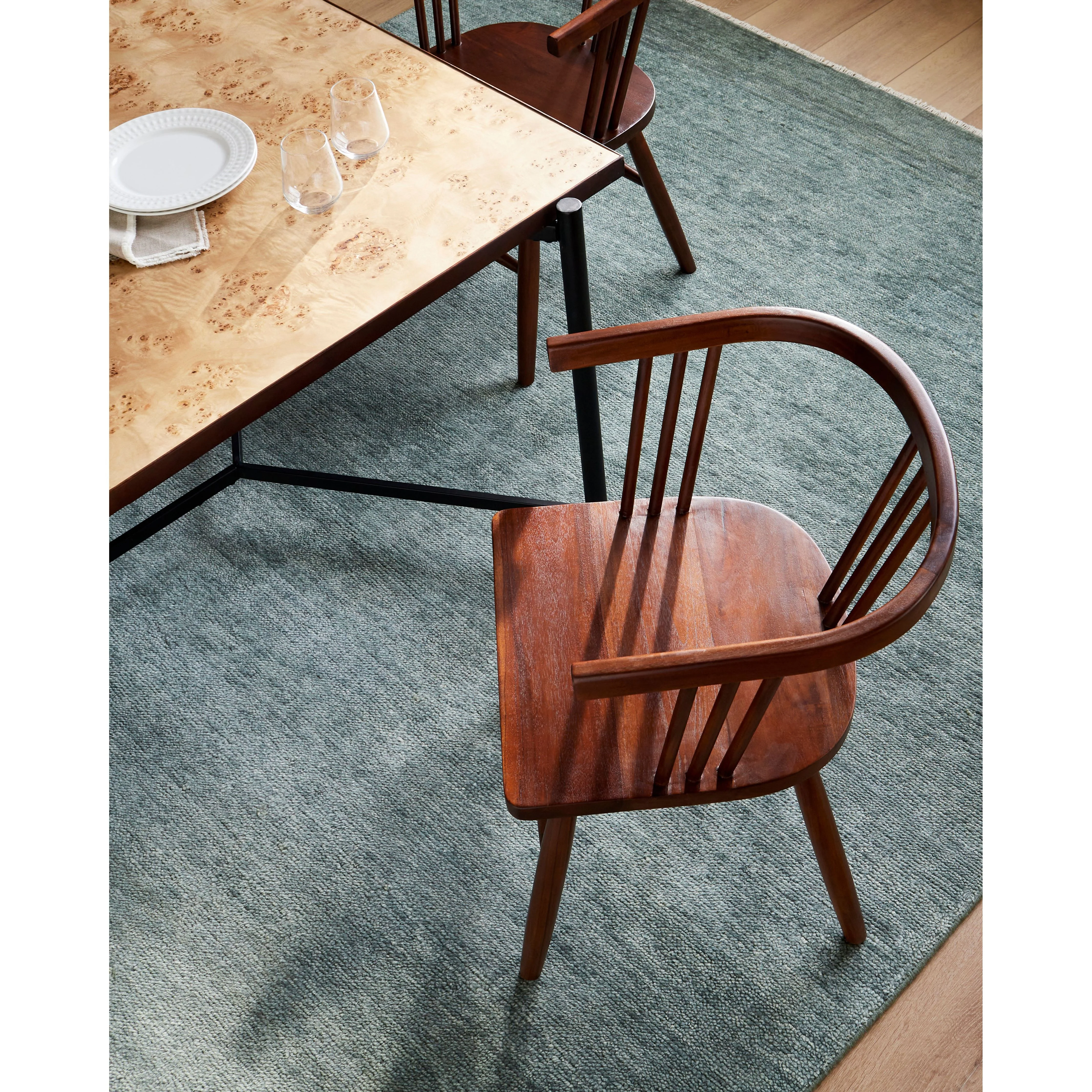 Surya Jilin Modern Dark Brown Curved Back Wood Set of 2 Dining Chairs - Image 2
