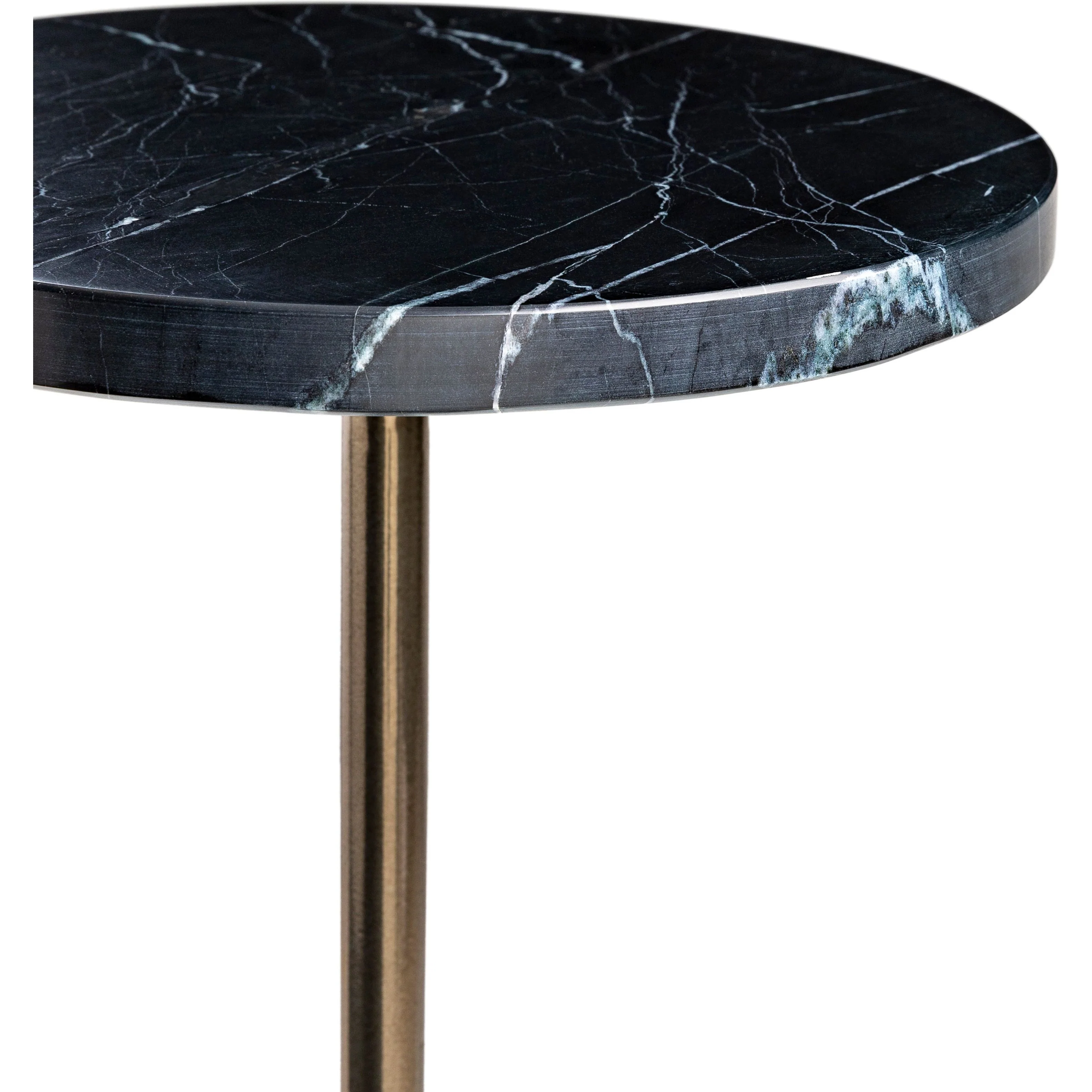 Surya Mackay Modern Black Marble Top with Metallic Base Round Drink Table - Image 3