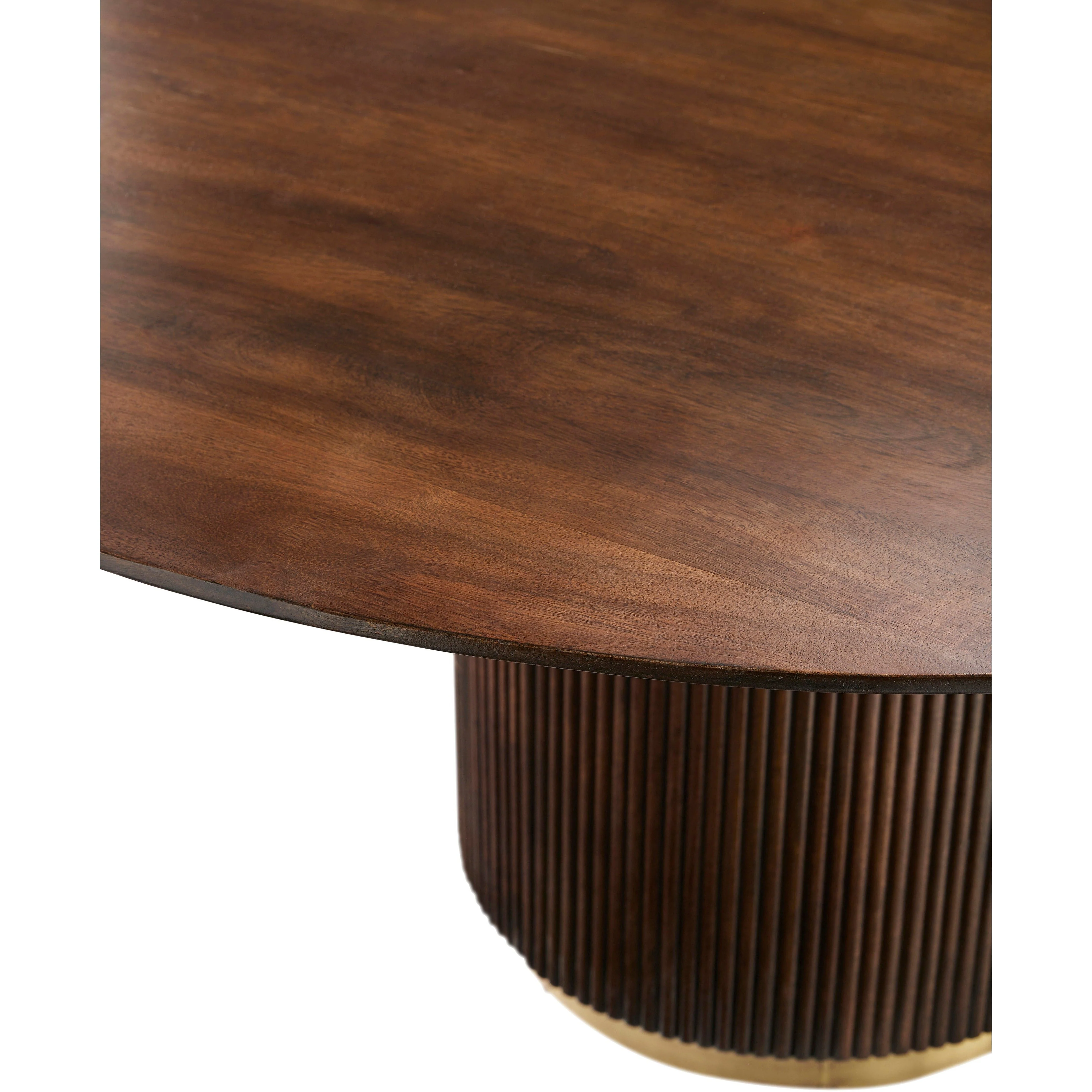 Surya Nems Modern Dark Mango Wood 60” Round Dining Table With Brass Base - Image 2