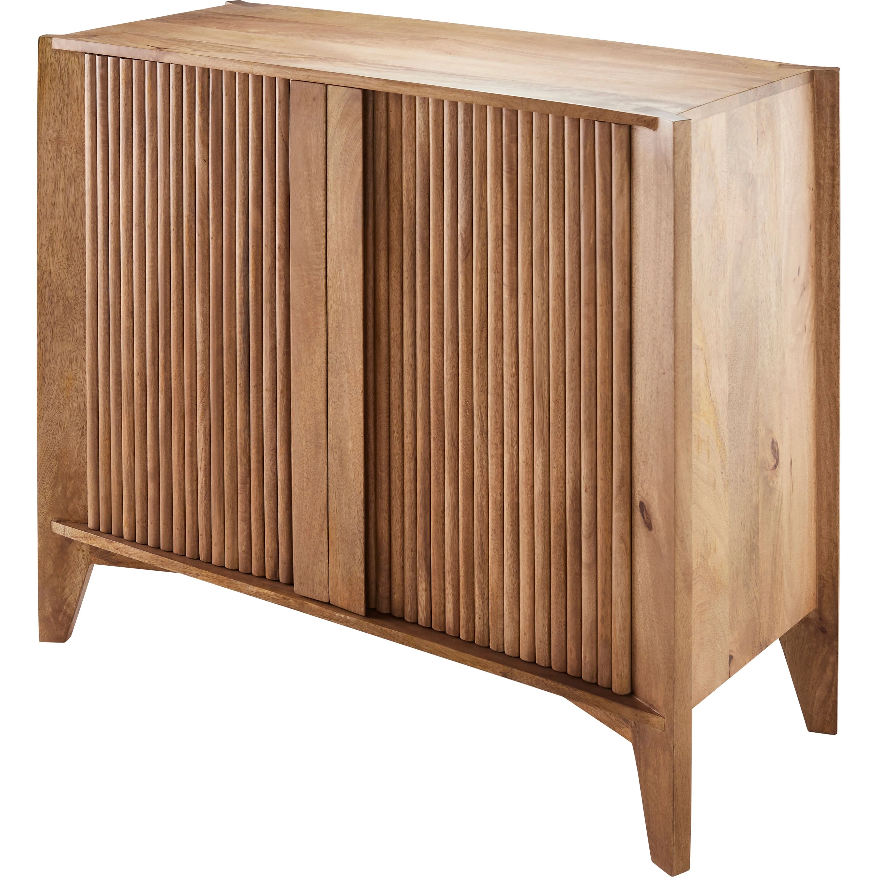 Surya Ronan Modern Natural Mango Fluted Wood Cabinet - Image 2