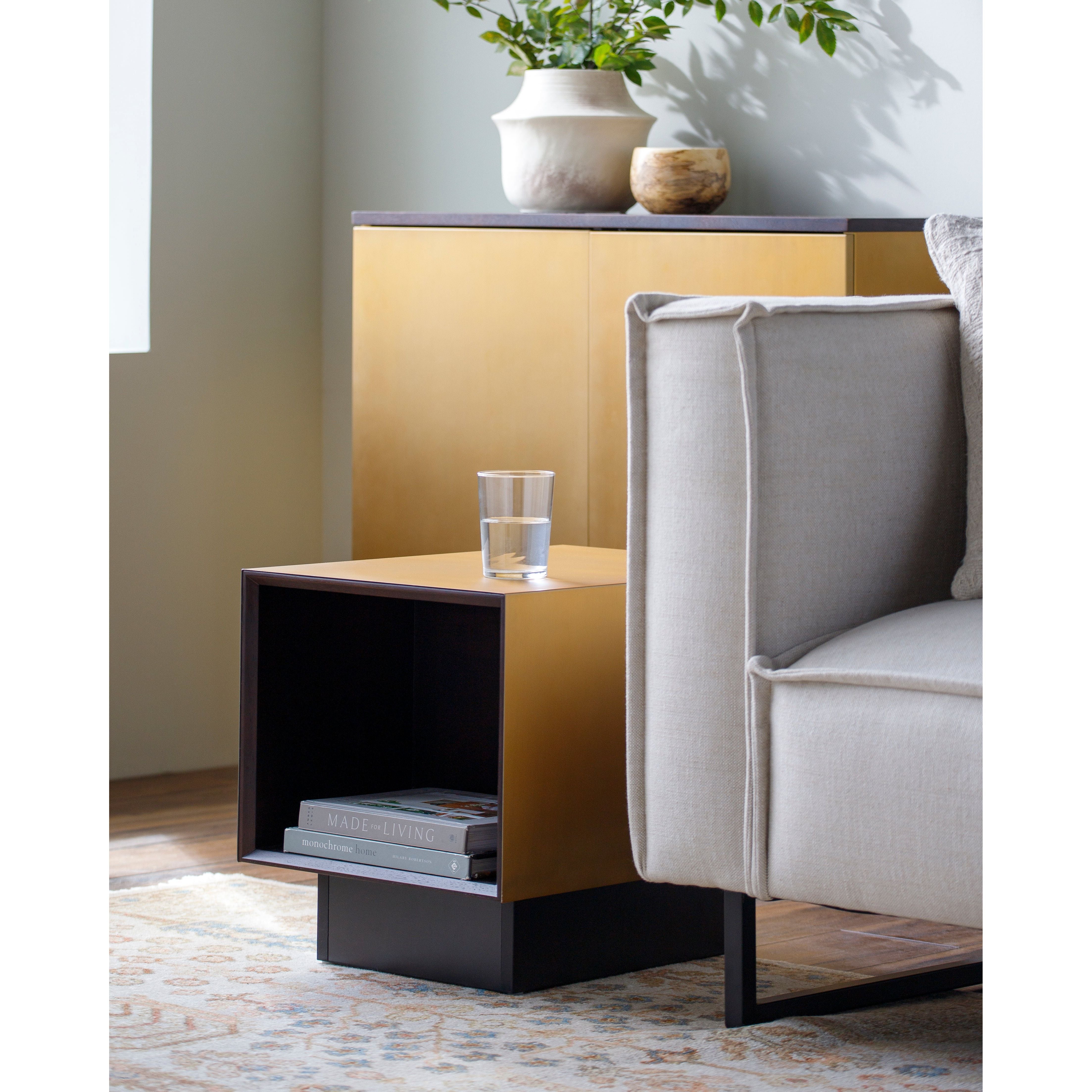 Surya Peaceful Modern Gold and Black Side Table - Image 4