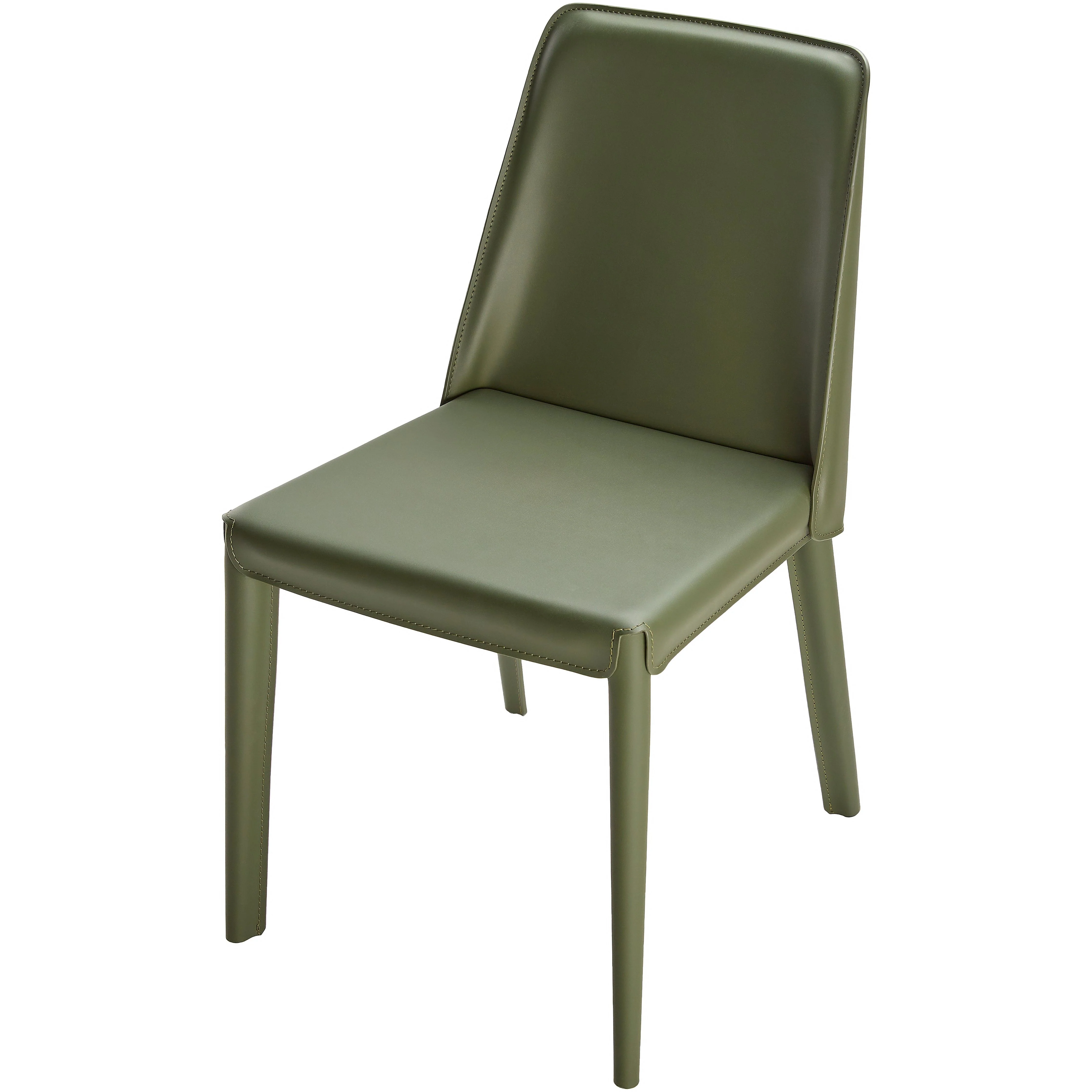 Surya Rosy Modern Dark Olive Green Faux Leather Set of 2 Dining Chairs - Image 2