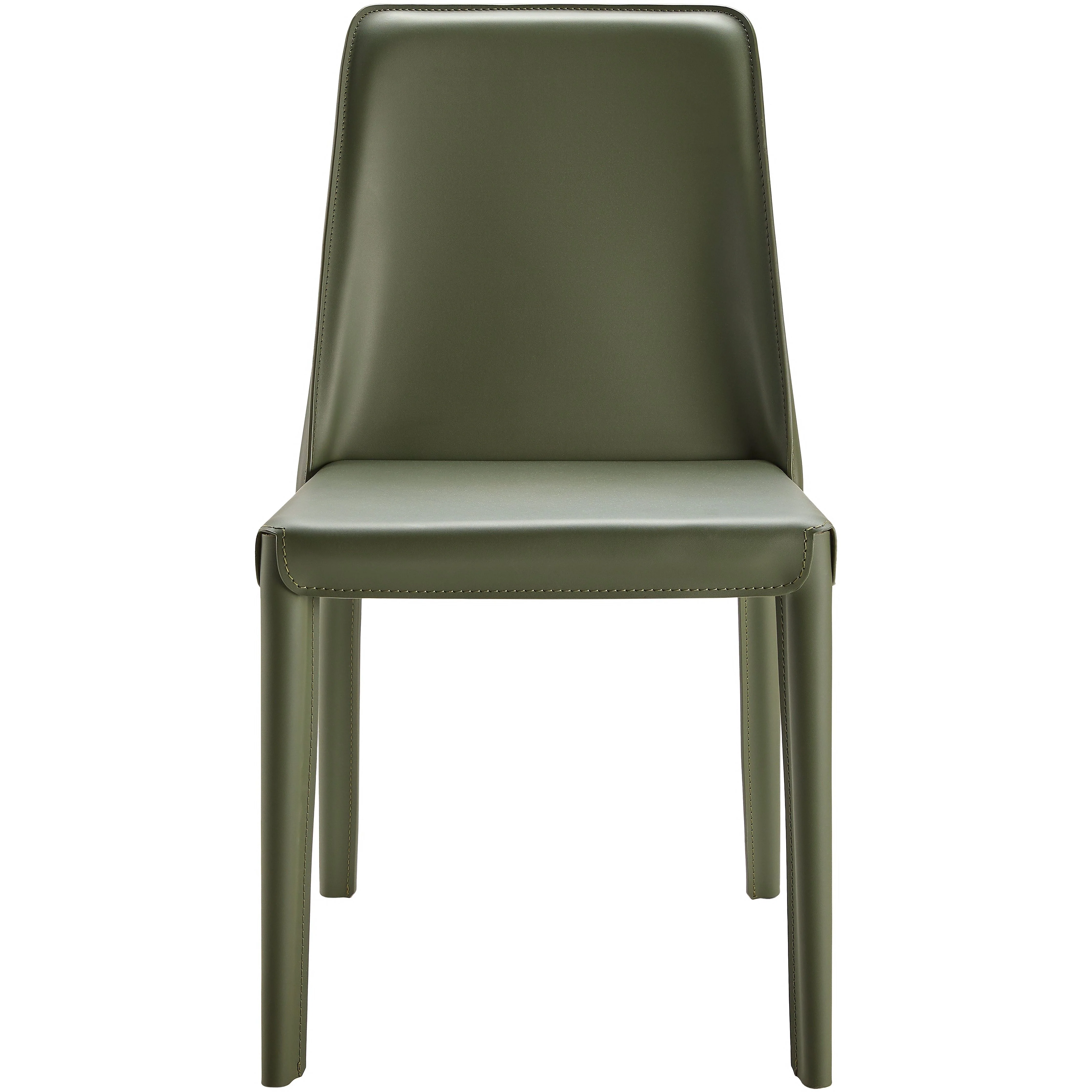 Surya Rosy Modern Dark Olive Green Faux Leather Set of 2 Dining Chairs - Image 3