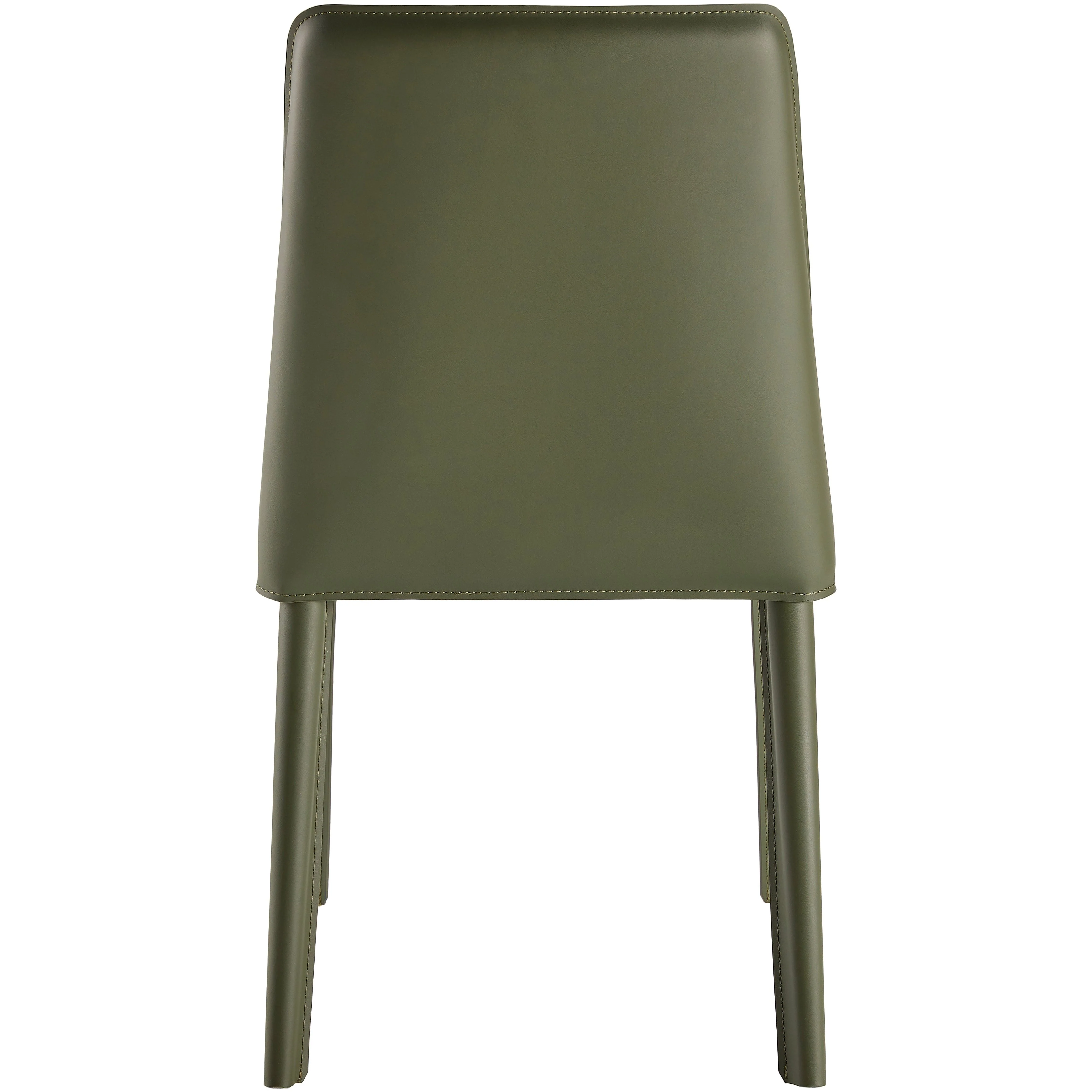 Surya Rosy Modern Dark Olive Green Faux Leather Set of 2 Dining Chairs - Image 4