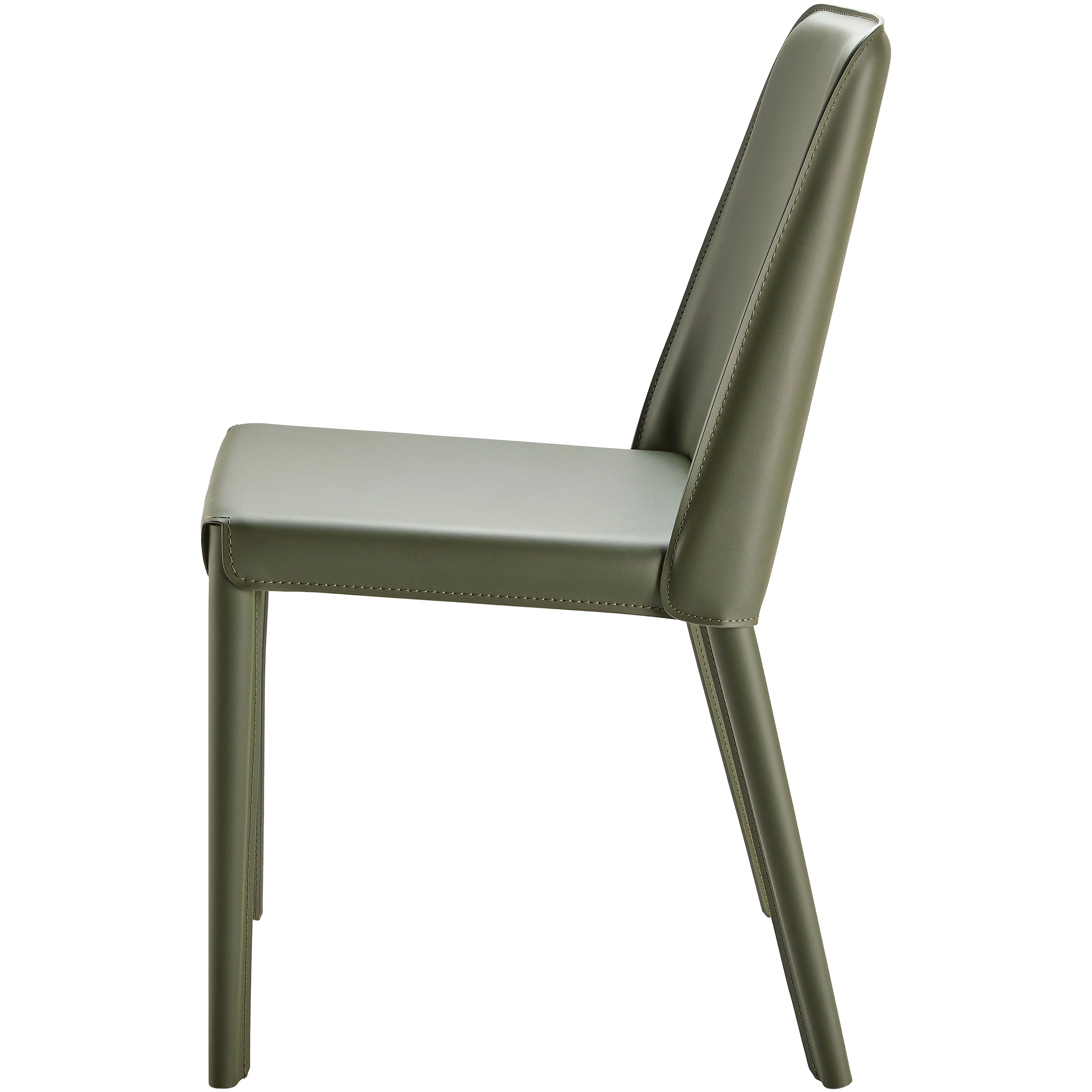 Surya Rosy Modern Dark Olive Green Faux Leather Set of 2 Dining Chairs - Image 5