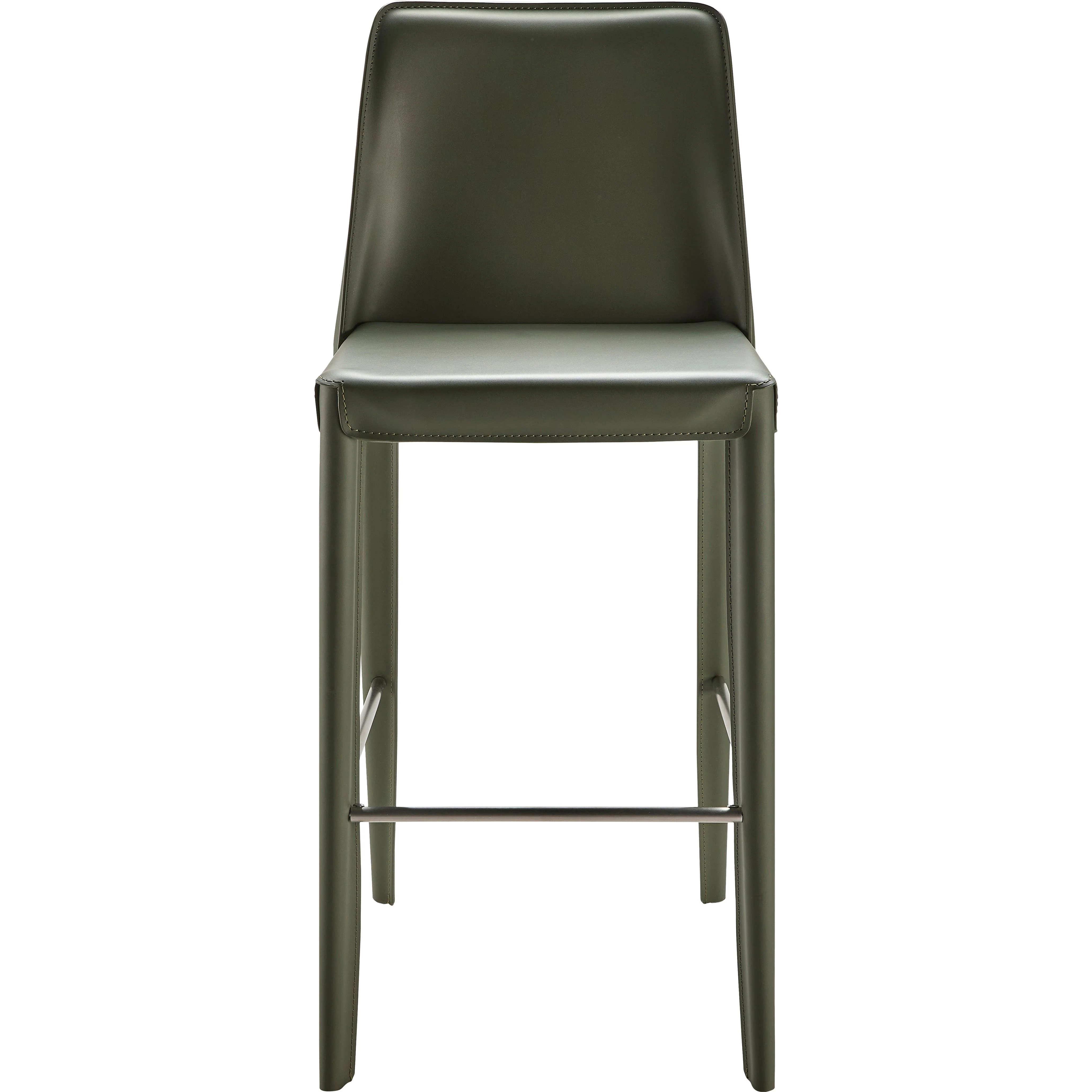 Surya Rosy Modern Dark Olive Green Faux Leather Kitchen Bar Stool - Image 3