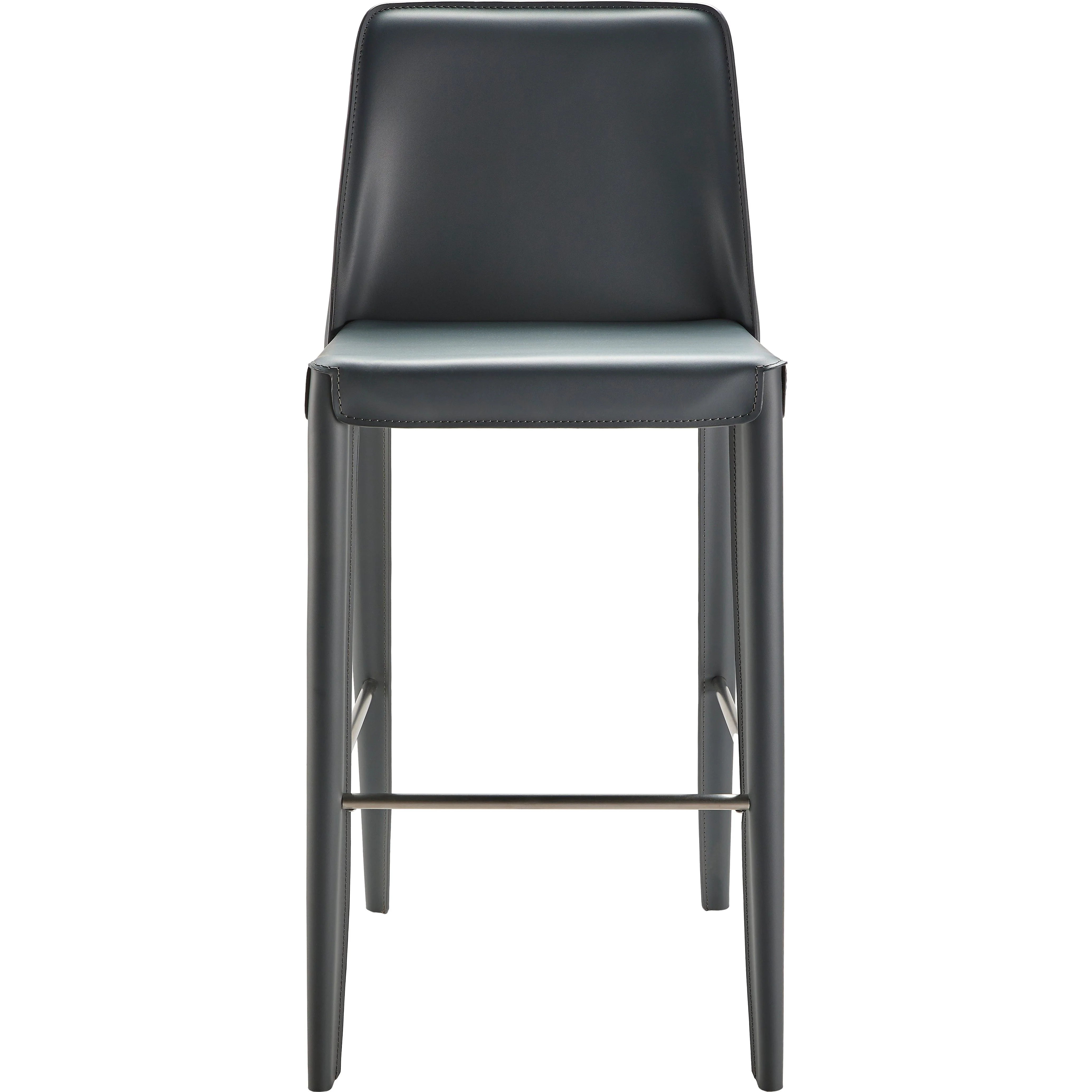 Surya Rosy Modern Dark Blue Faux Leather Kitchen Bar Stool - Image 3