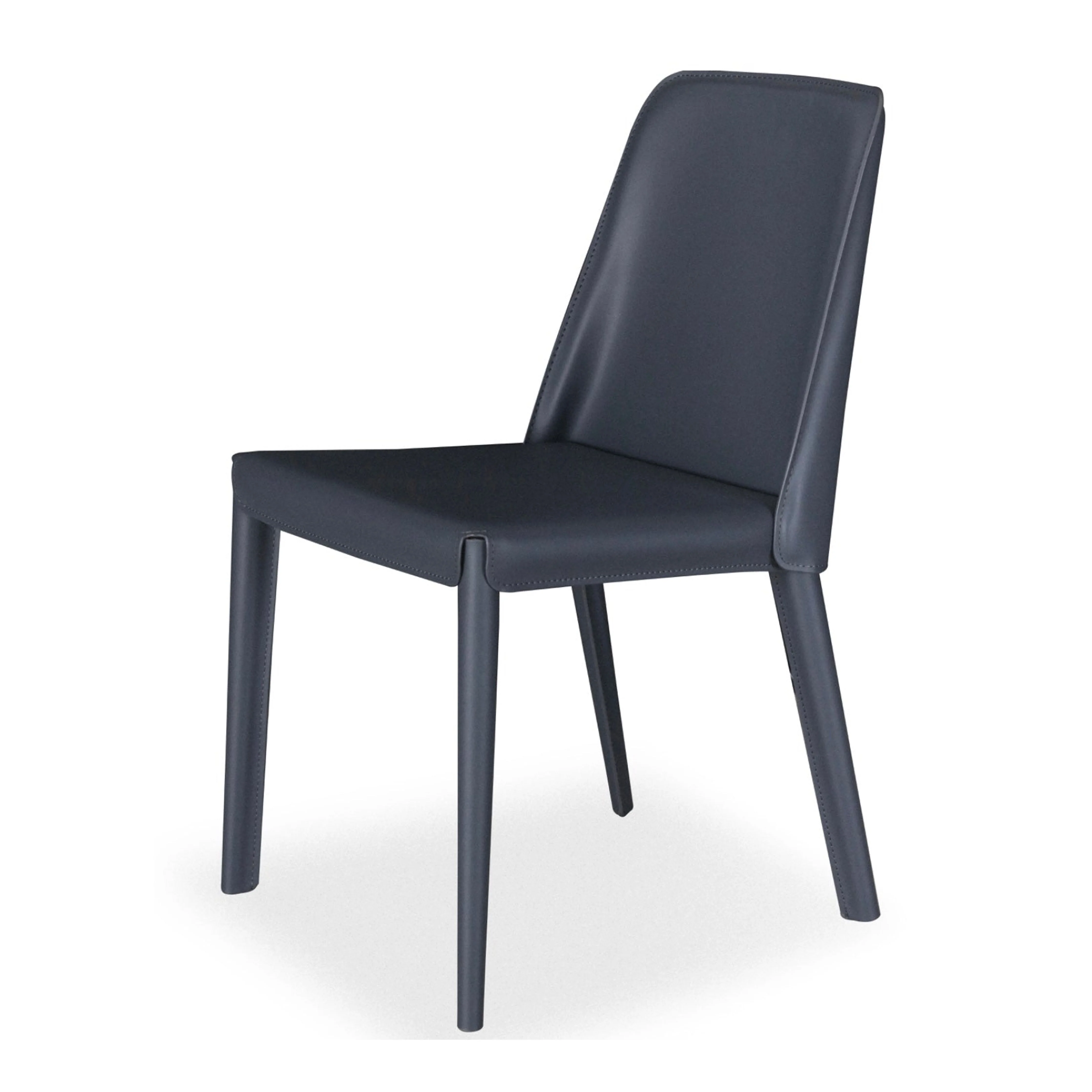 Surya Rosy Modern Dark Blue Faux Leather Set of 2 Dining Chairs - Image 3