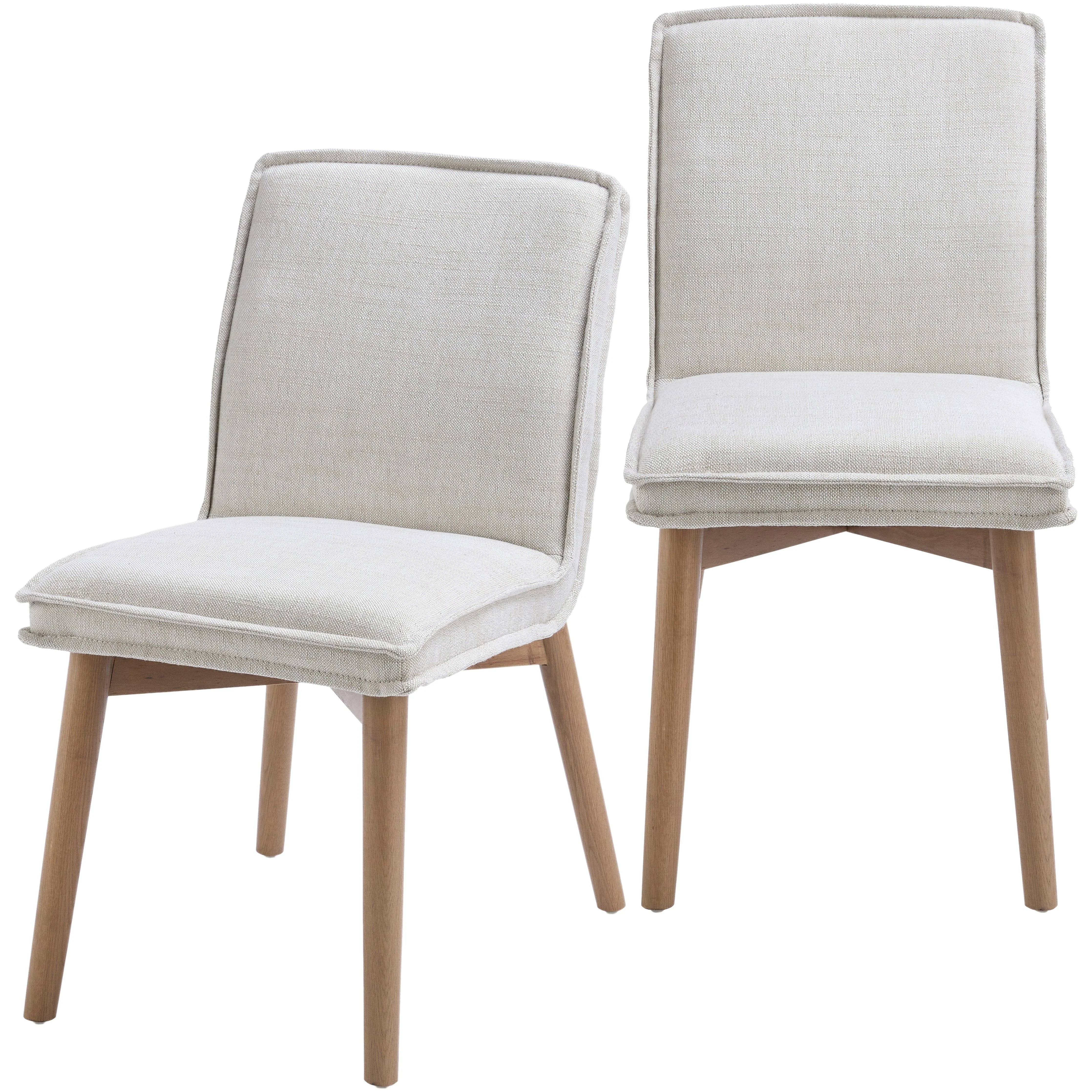Surya Tilly Modern Linen with Honey Wood Legs Set of 2 Dining Chairs - Image 2