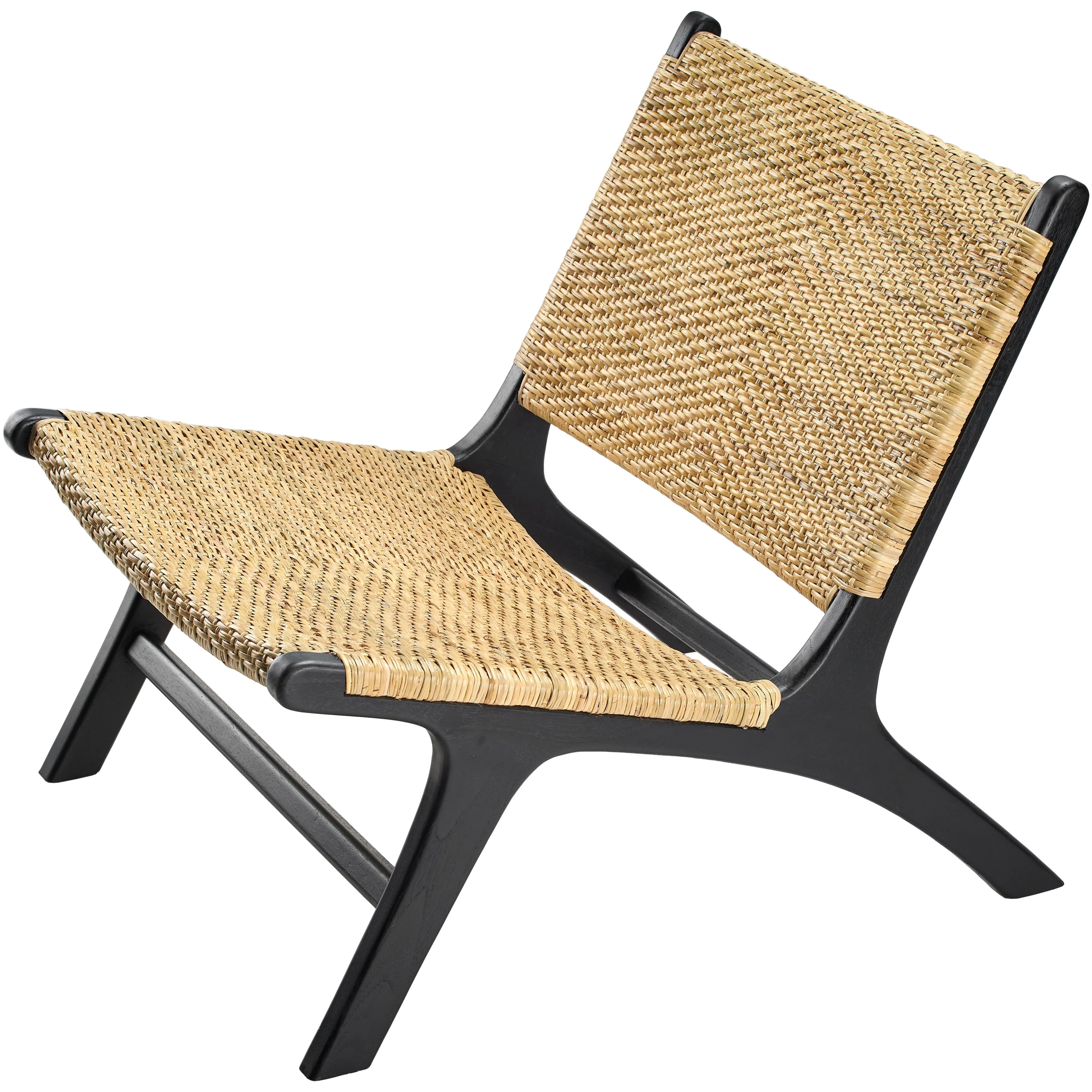 Surya Shisho Modern Wheat Back Rattan With Black Wood Legs Set of 2 Accent Chairs - Image 3
