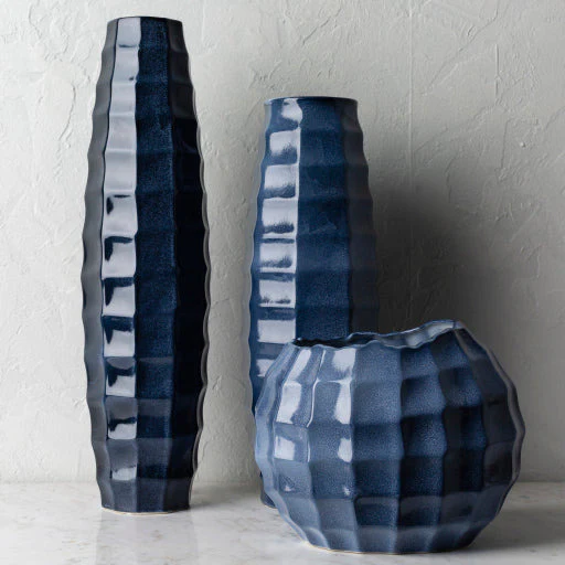 Surya Cirio Collection Modern Set of 3 Blue Ceramic Vases C11-002