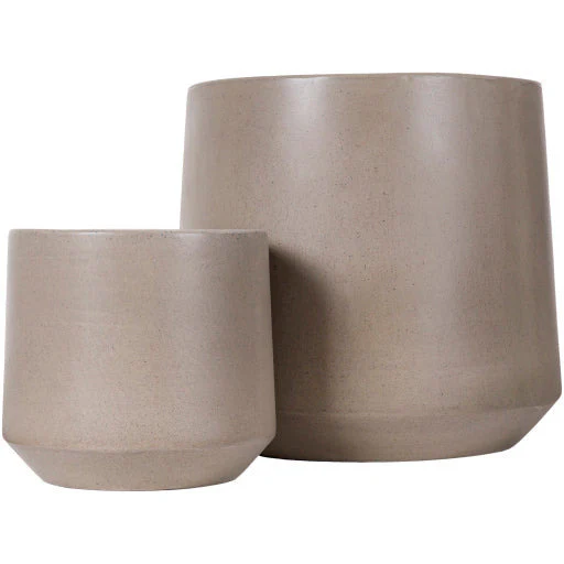 Surya Seastone Collection Modern Set of 2 Brushed Matte Gray Concrete Outdoor Floor Vases SST-003 - Image 3