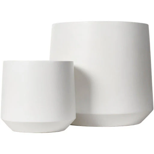 Surya Seastone Collection Modern Set of 2 Brushed Matte White Concrete Outdoor Floor Vases SST-004 - Image 4