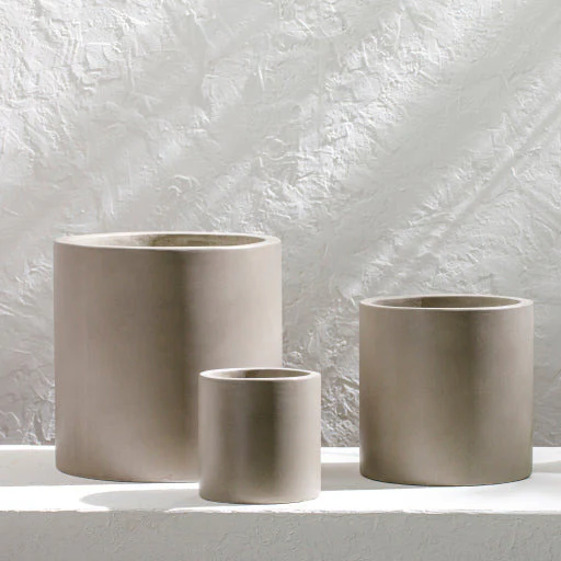 Surya Seastone Collection Modern Set of 3 Brushed Matte Gray Concrete Outdoor Floor Vases SST-007