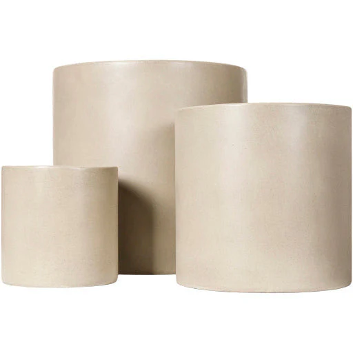 Surya Seastone Collection Modern Set of 3 Brushed Matte Gray Concrete Outdoor Floor Vases SST-007 - Image 3
